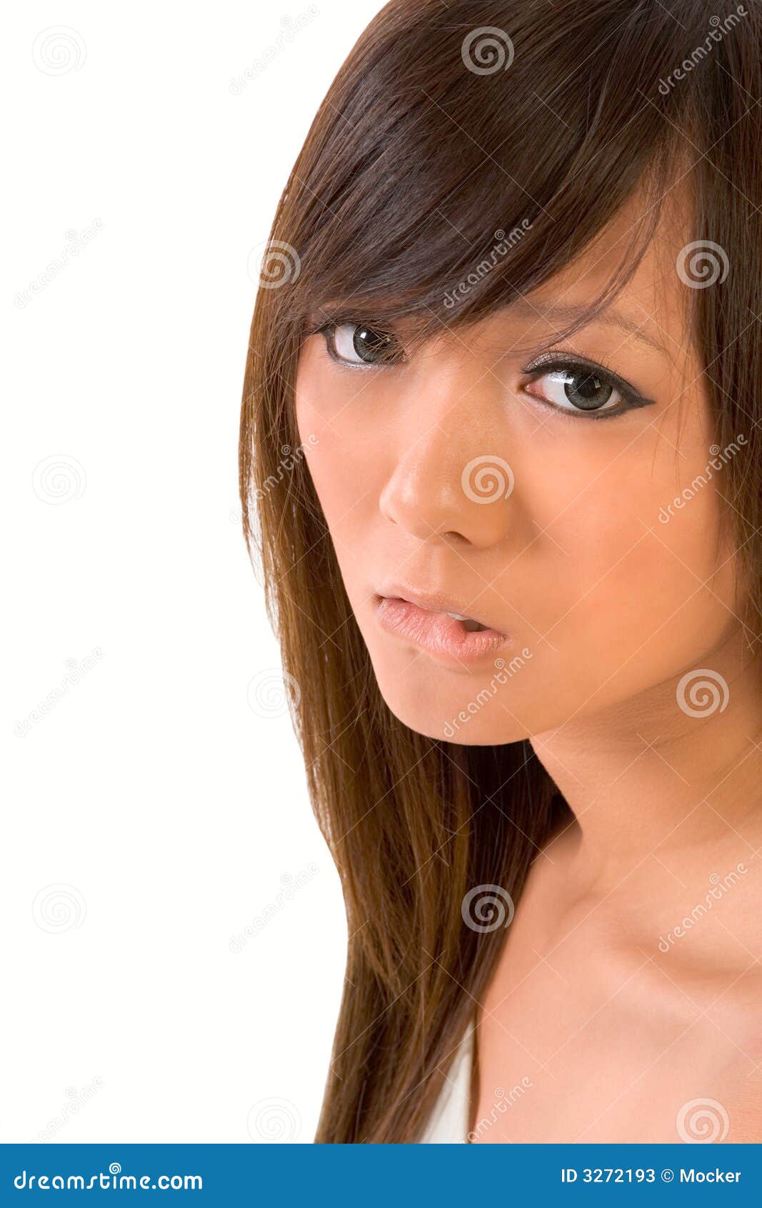 Face Of Nervous Asian Teen Stock Image Image Of Grace