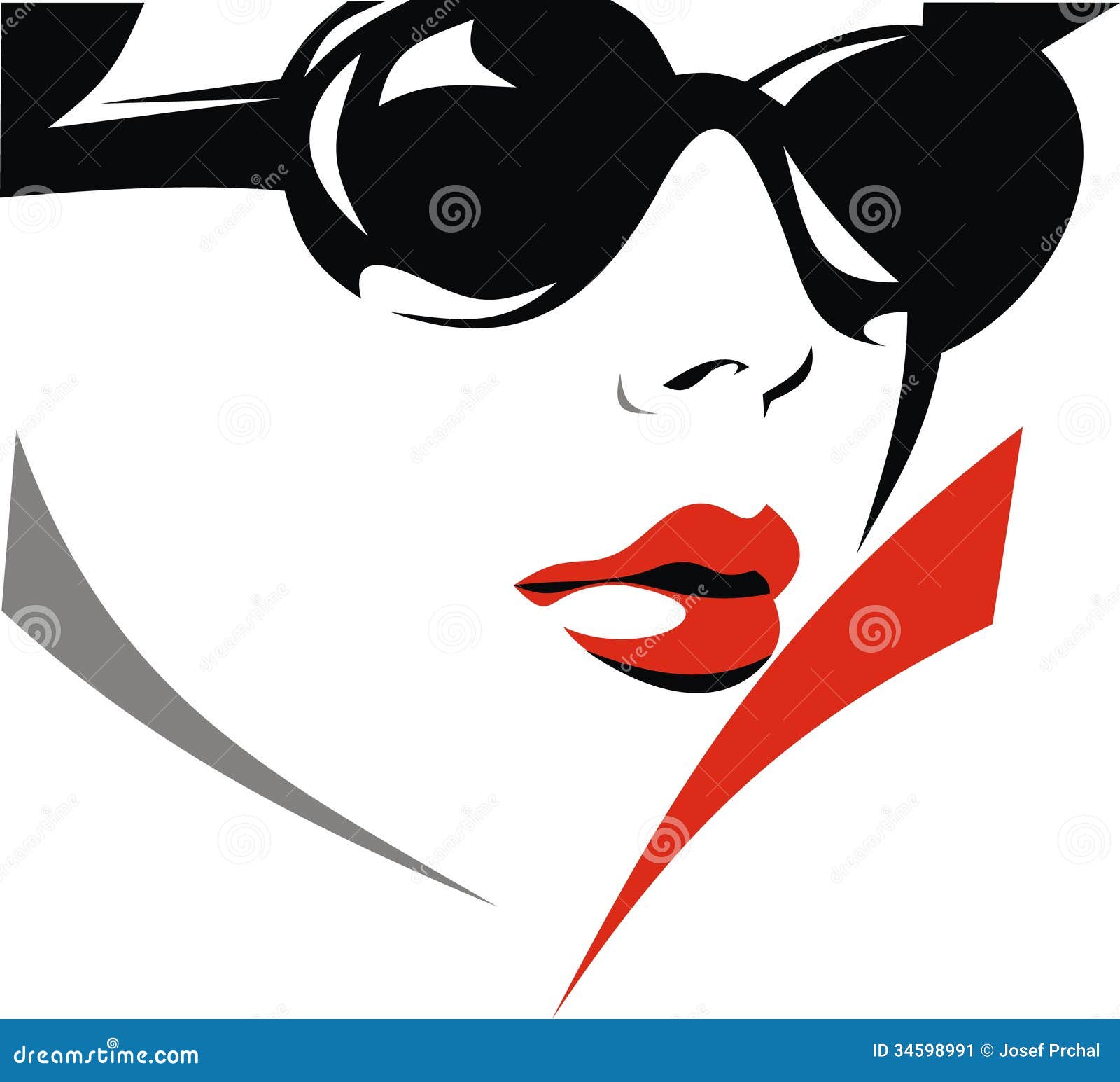 Face Of Nice Girl With Sunglasses Stock Vector