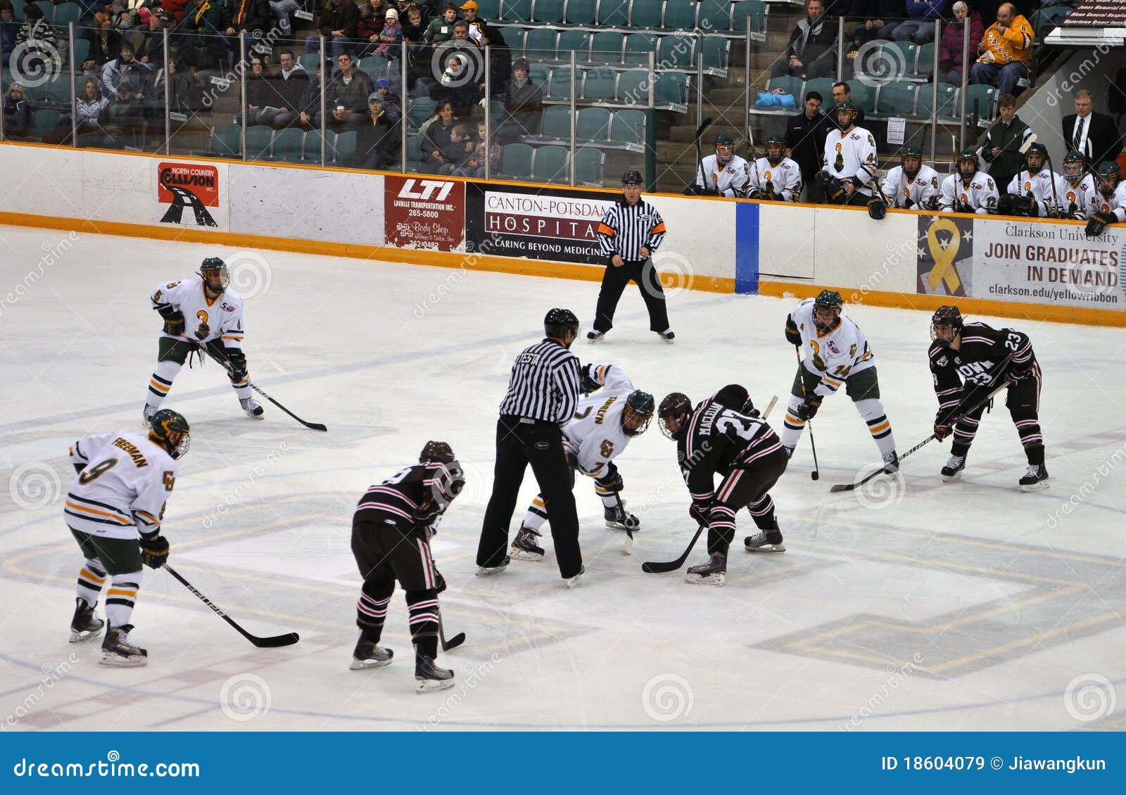 Face Off in NCAA Ice Hockey Game Editorial Stock Image Image of