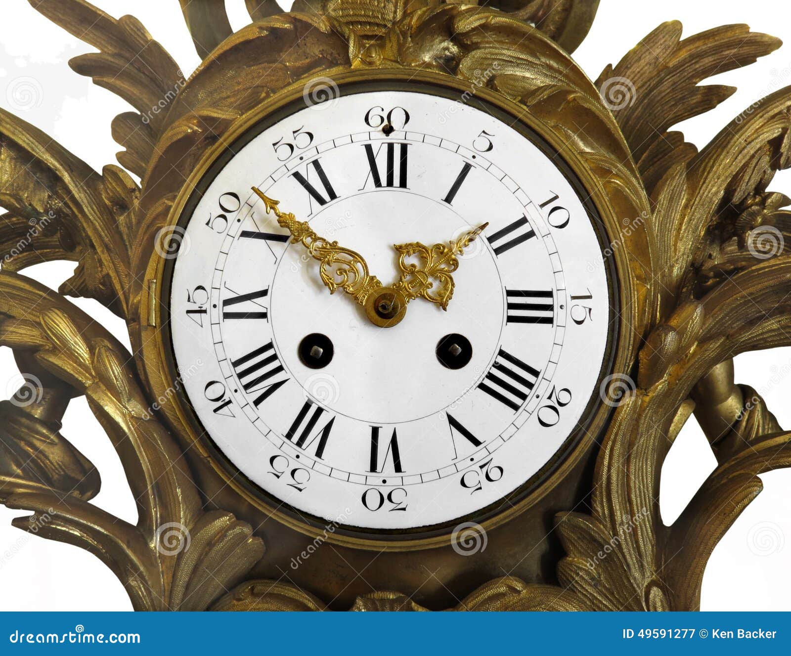 Face of a Old Fancy Clock Isolated. Stock Image - Image of clocks