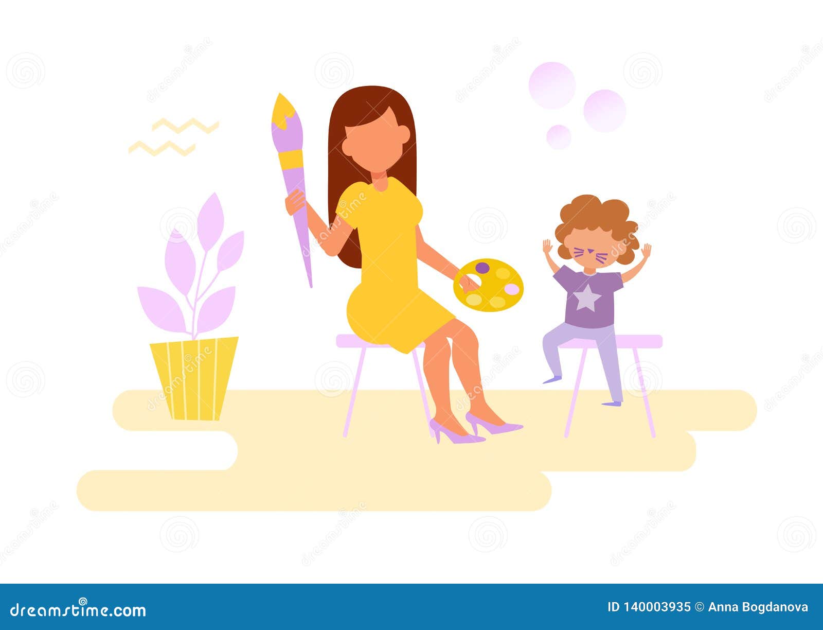 Face Painting Vector. Cartoon. Isolated Art on White Background Stock