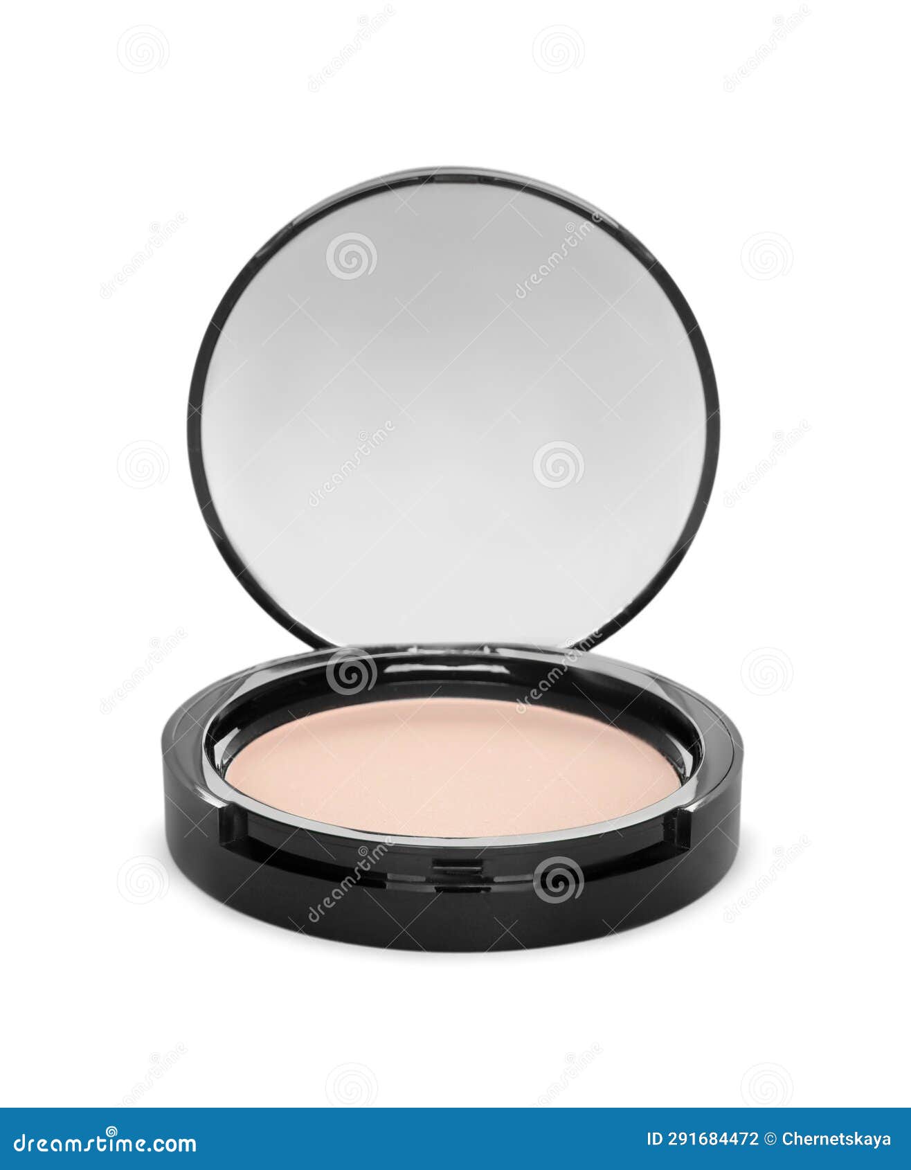 Face Powder with Mirror Isolated on White Stock Photo Image of powder