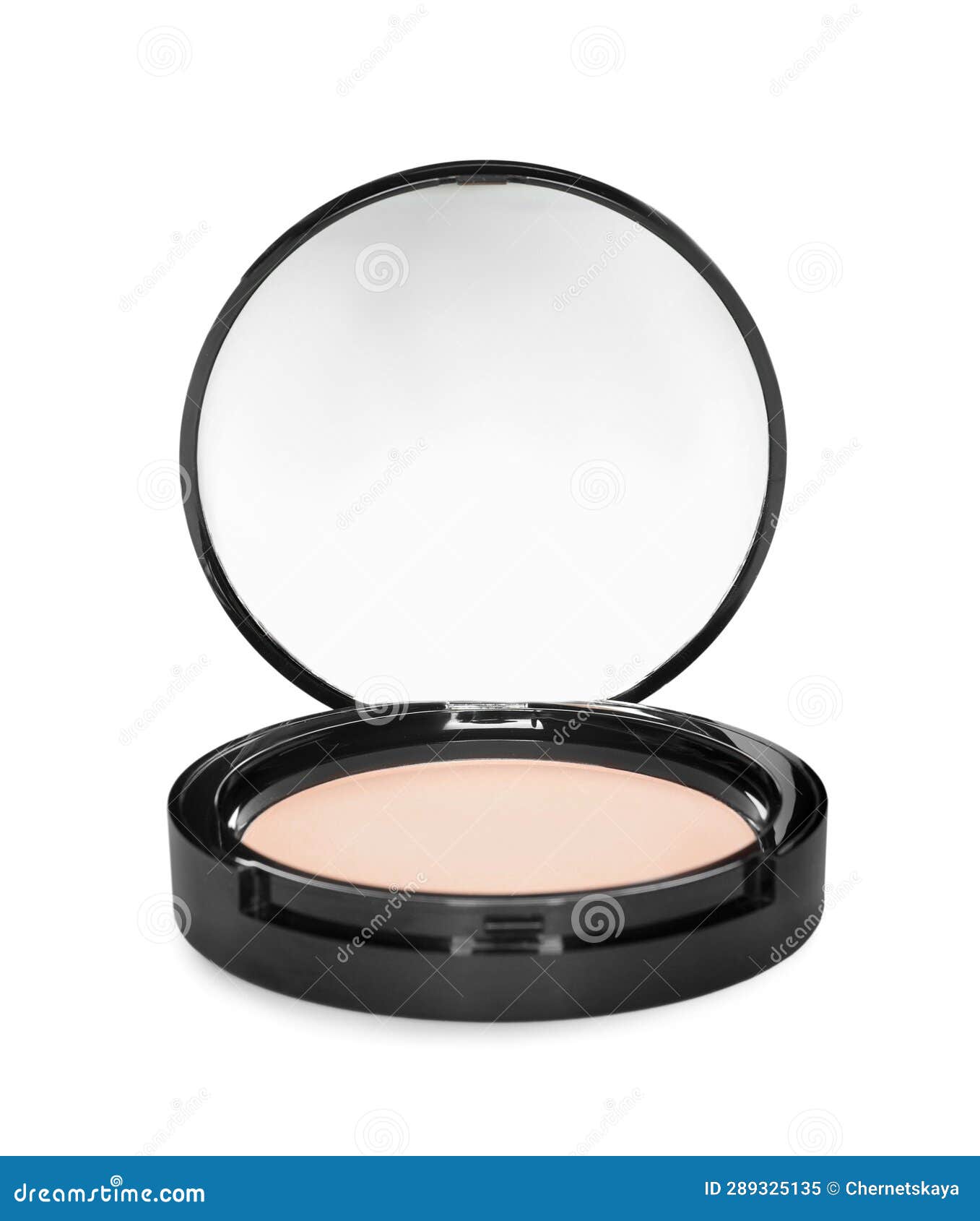 Face Powder with Mirror Isolated on White Stock Image Image of