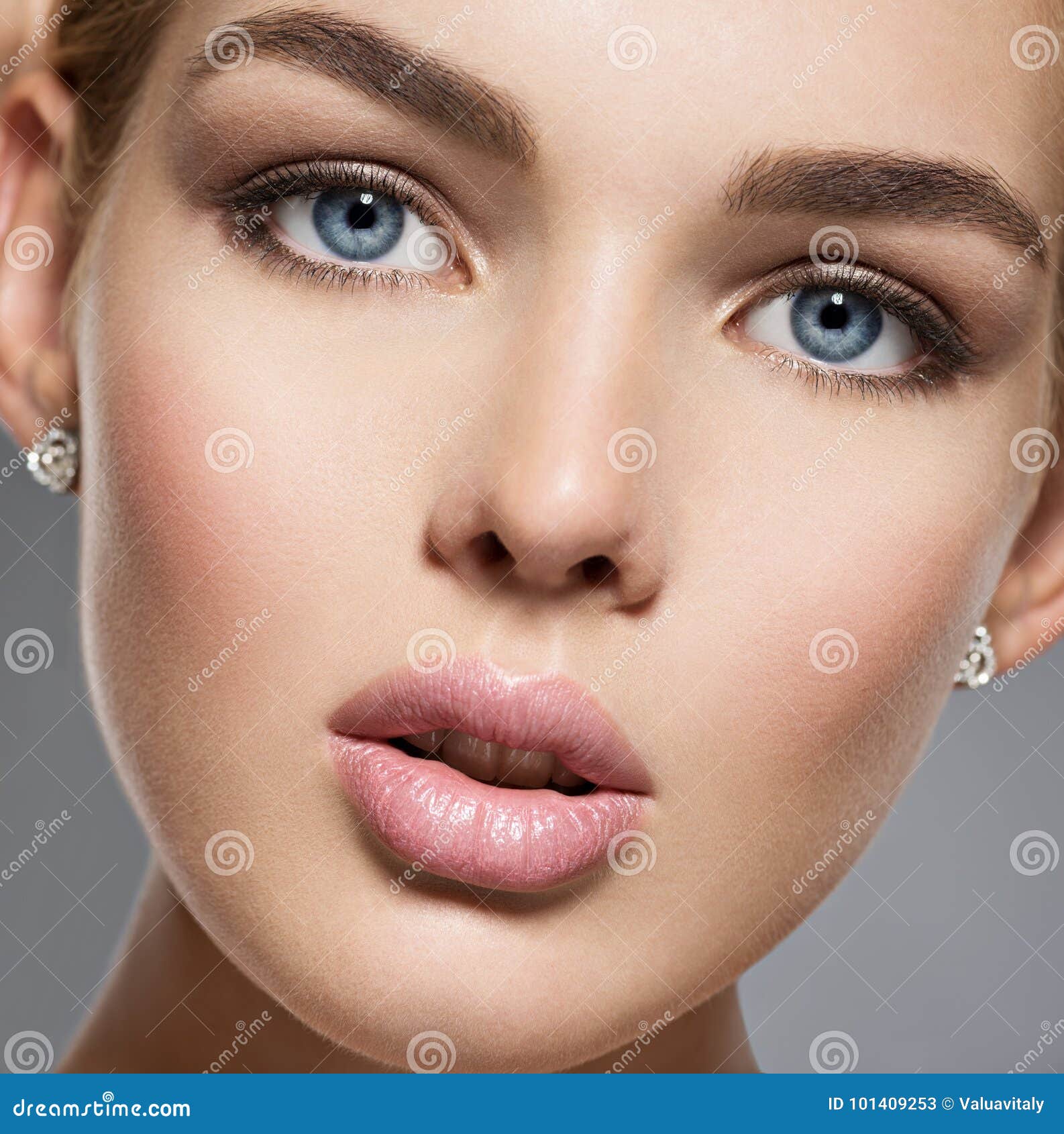 Face Of A Pretty Gorgeous Girl With Blue Eyes Stock Image