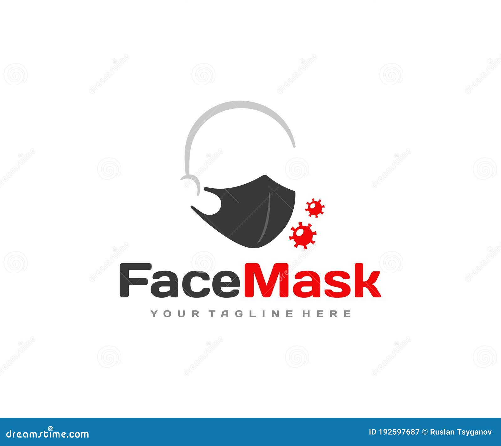 Face Protection Mask Logo Design. Human Face with Medical Mask Vector