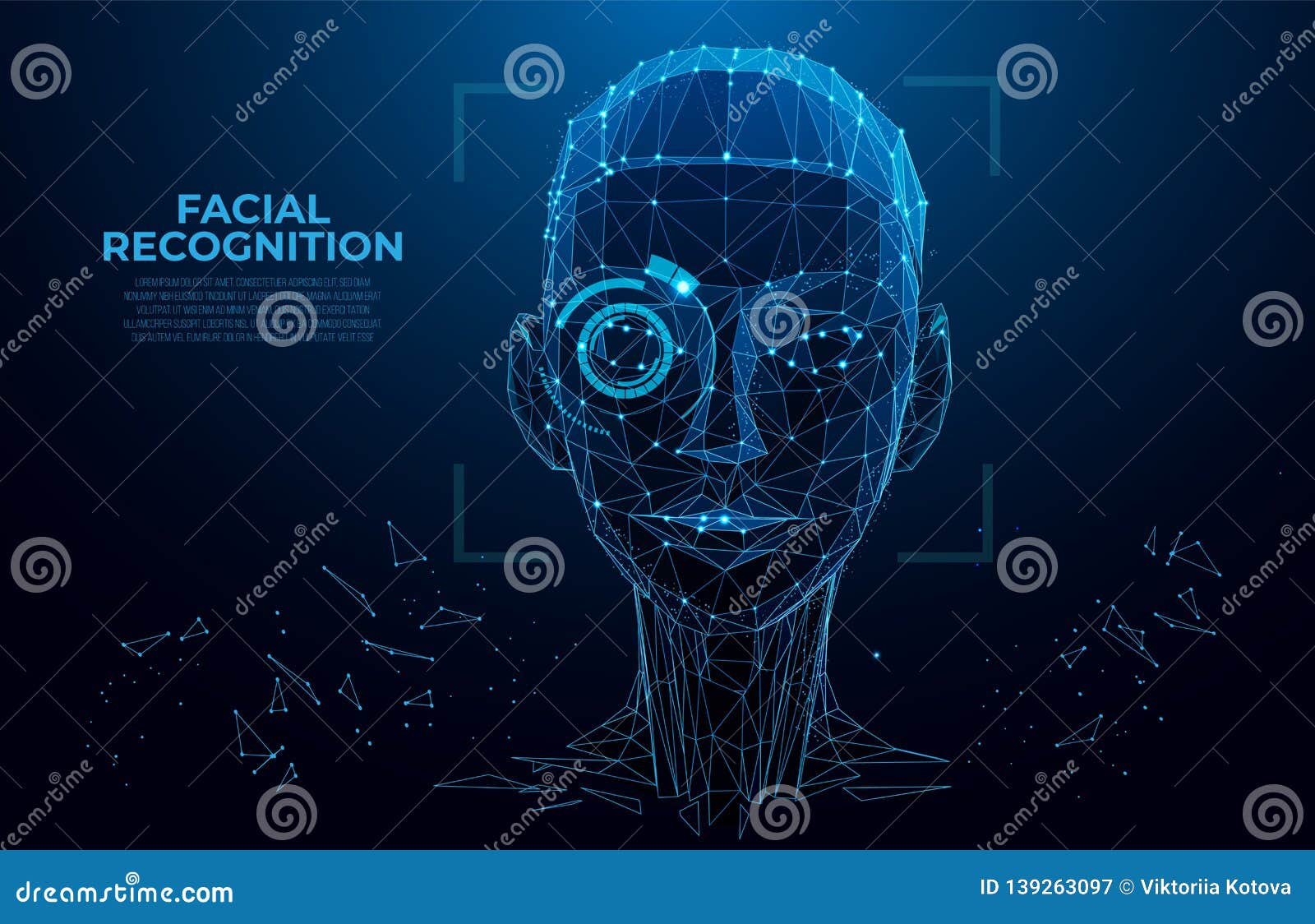 face recognition. cyber women, robot face. facial recognition system concept. biometric scanning, 3d scanning. face id.