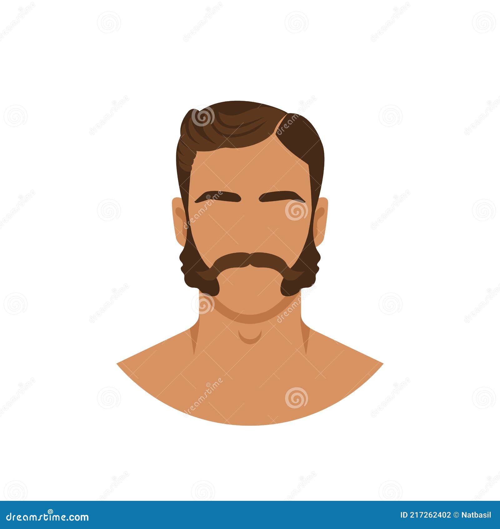 face of retro man with mustache and sideburns
