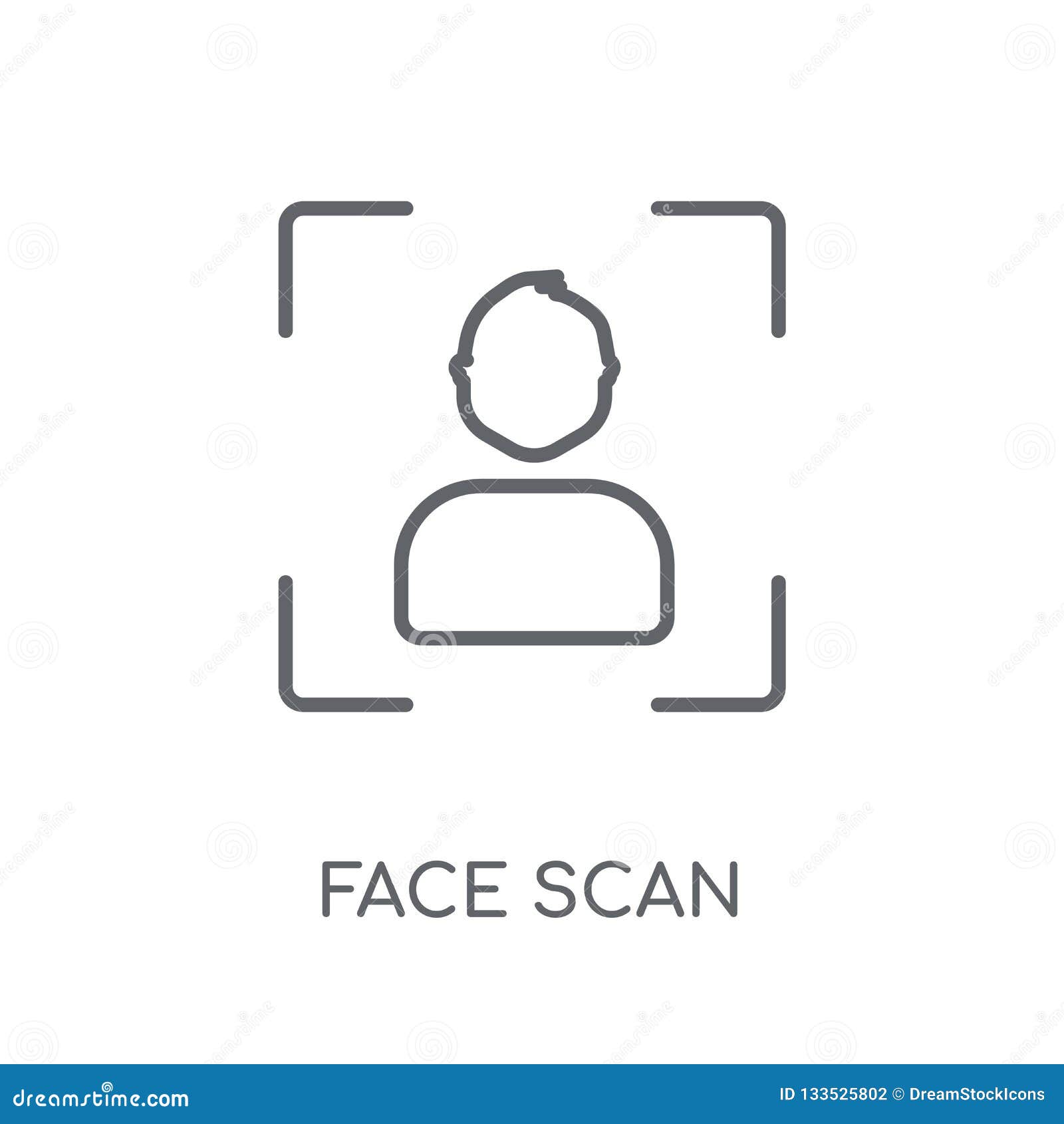 Face Scan Icon In Comic Style. Facial Id Vector Cartoon Illustration On
