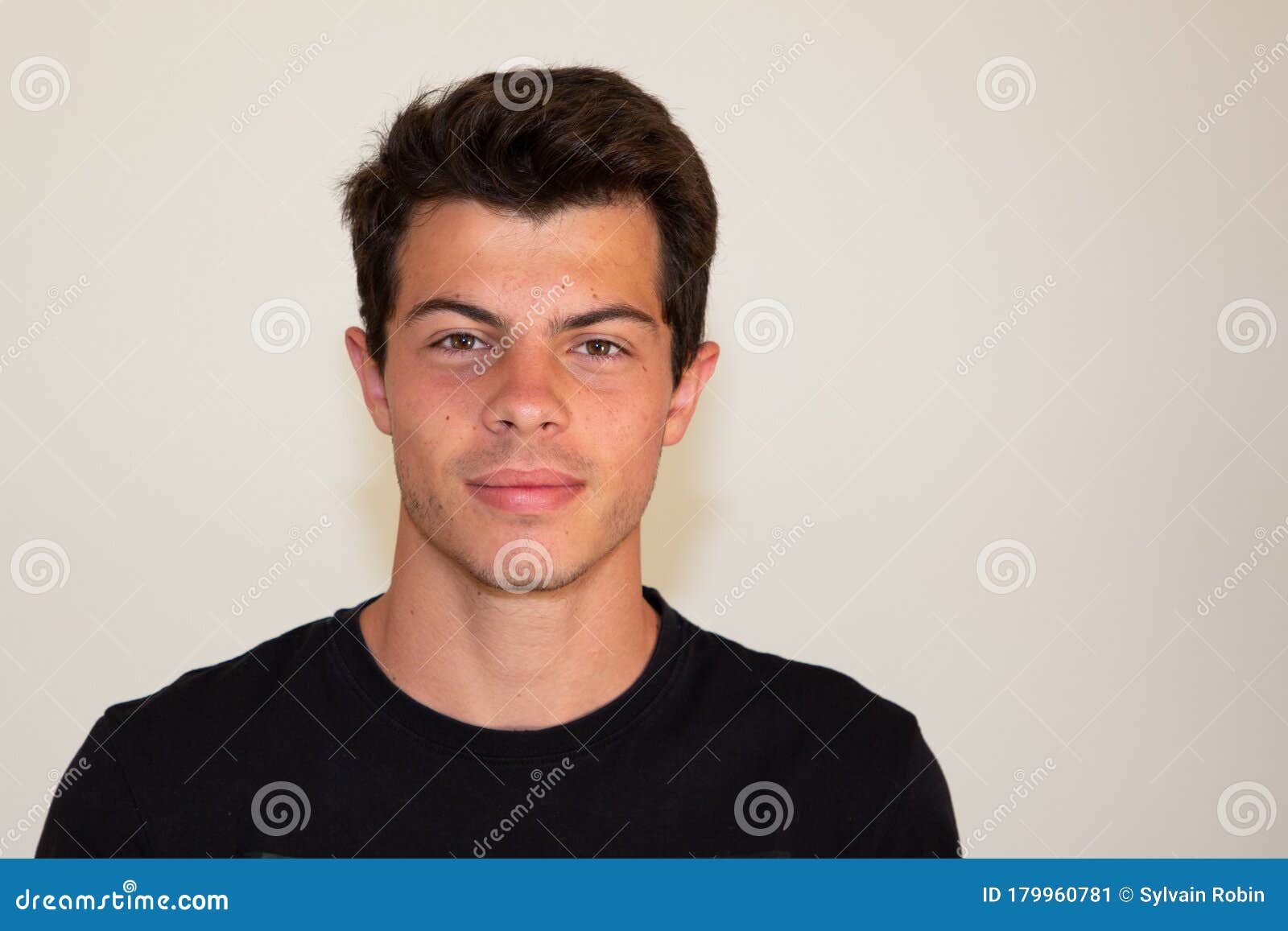 Face Serious Id Portrait of a Handsome Young Man Stock Image Image of