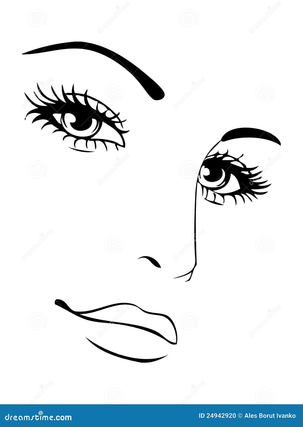 Face Sketch Lineart for Cosmetic Study Stock Illustration Illustration of colors, face 24942920