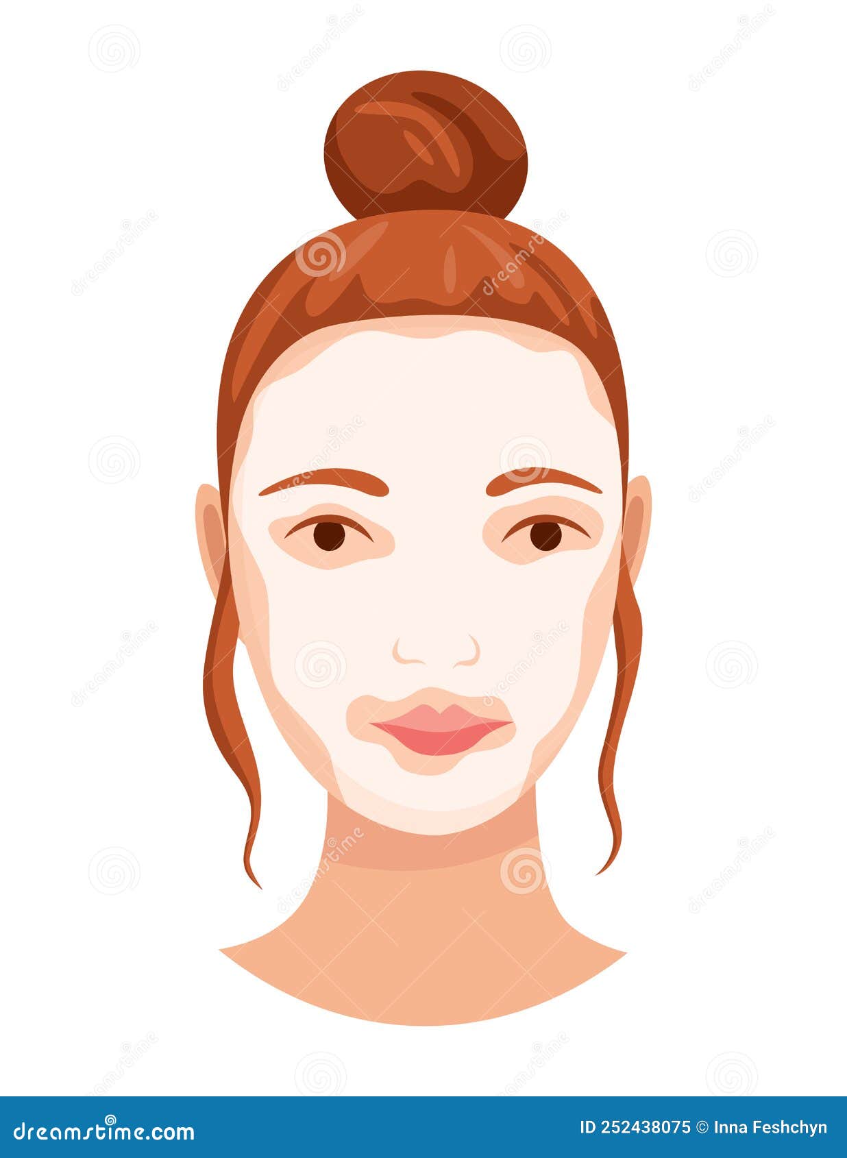 Face Skin Care Facial Cleaning Procedure Girl Cares About Her Face Stock Vector Illustration