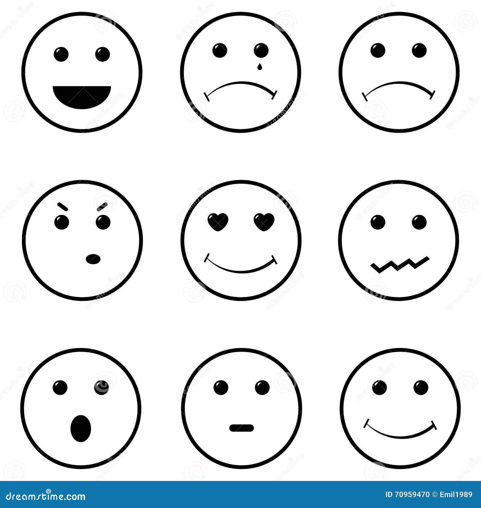 Face smiles set stock illustration. Illustration of funny - 70959470