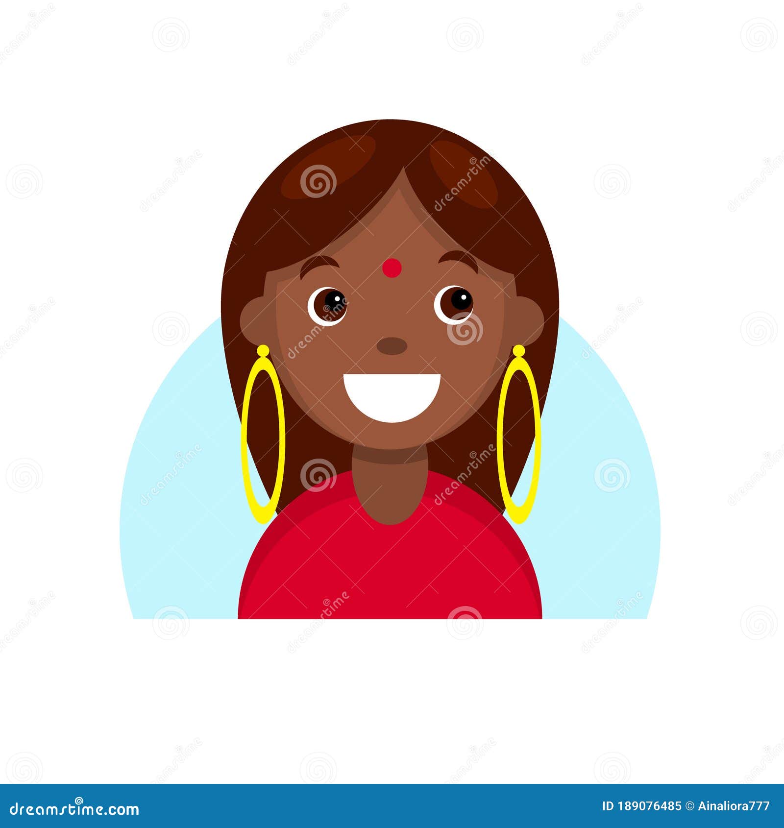Face of a Smiling Dark Skinned Girl. Cartoon Portrait of a Young Indian  Woman Stock Vector - Illustration of facial, beauty: 189076485