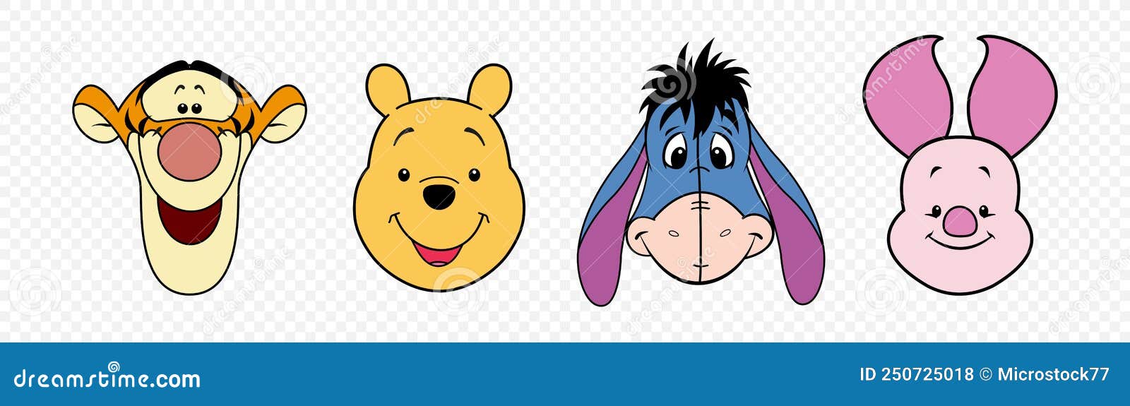 Face Of Winnie The Pooh Tigger Eeyore Piglet Vector Editorial