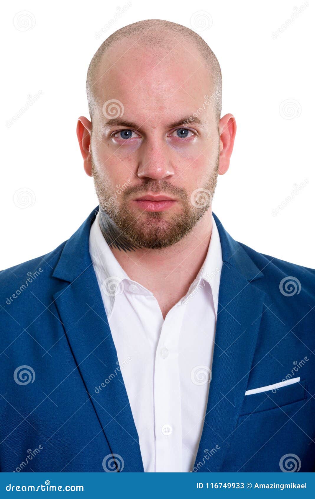 Studio Shot of Young Bald Muscular Businessman Stock Image - Image of ...