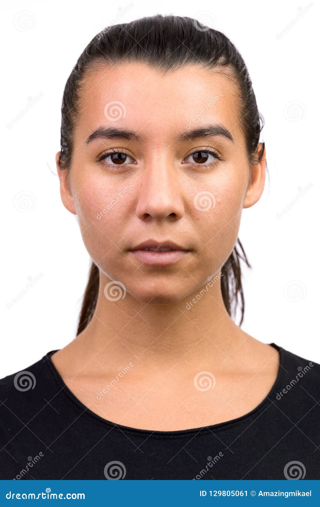 Face of Young Beautiful Caucasian Woman with Hair Tied Back Stock Image -  Image of youth, cute: 129805061
