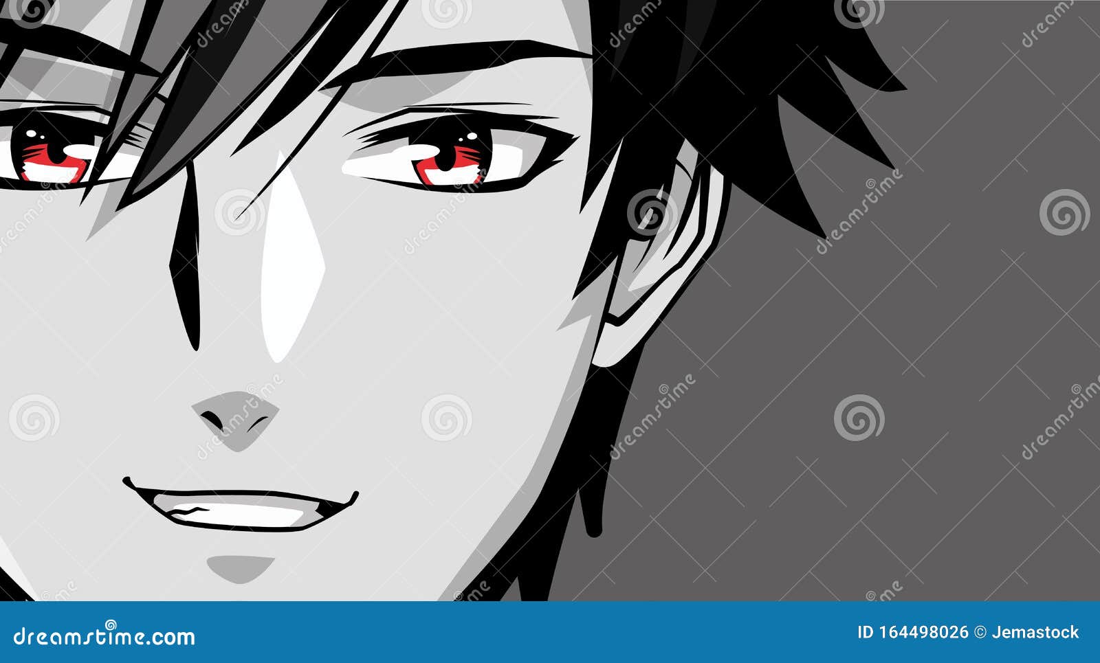 Face Young Man Monochrome Anime Style Character Stock Vector - Illustration  of person, cartoon: 164498026