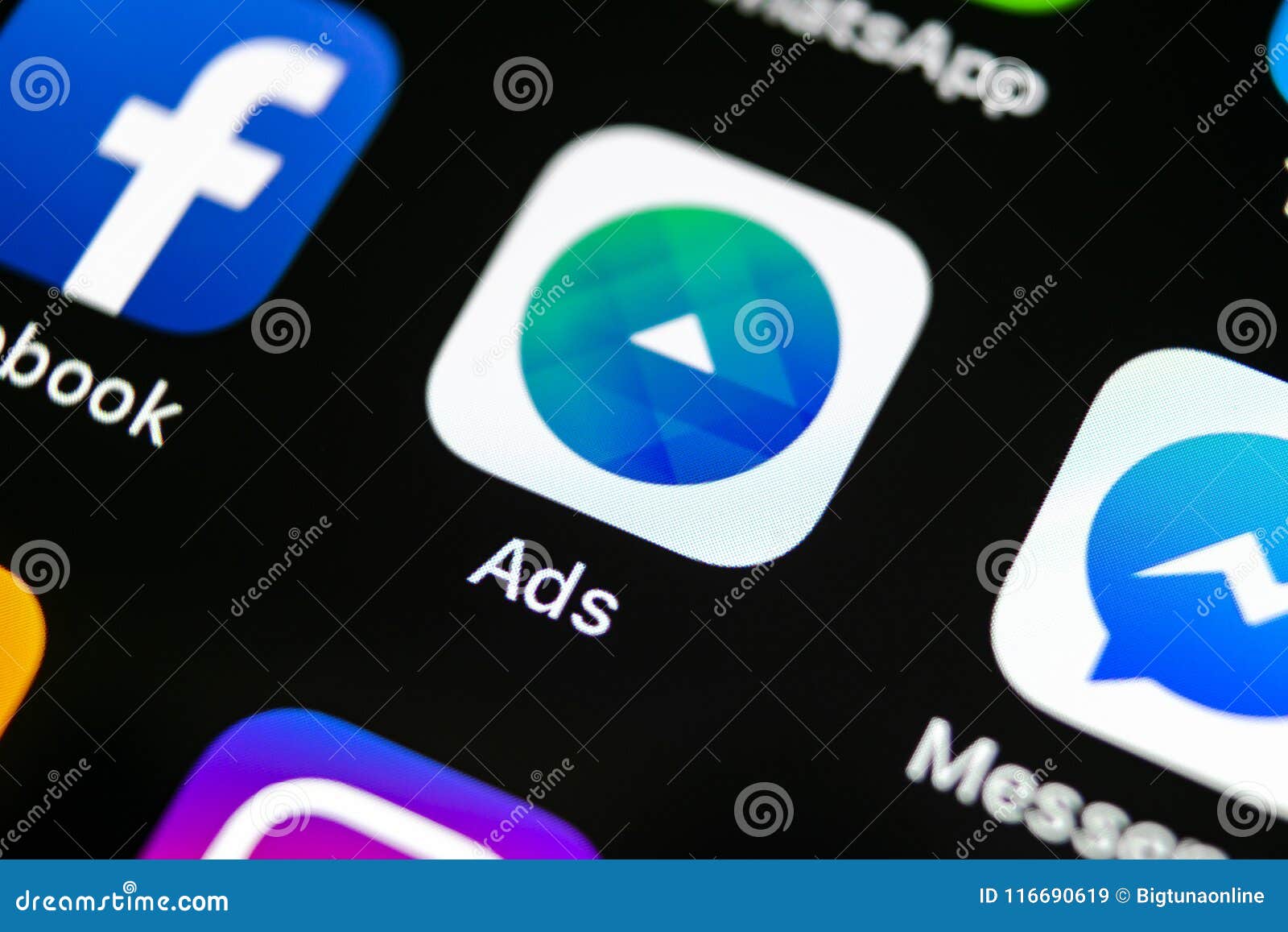 Facebook Ads Application Icon On Apple IPhone X Screen ...
