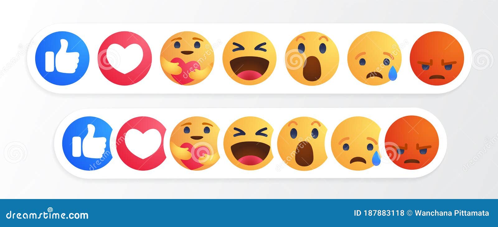 Facebook Like Round Yellow Cartoon Button Empathetic Emoji Reactions with  New Care Reaction Editorial Stock Photo - Illustration of connection,  commercial: 187883118