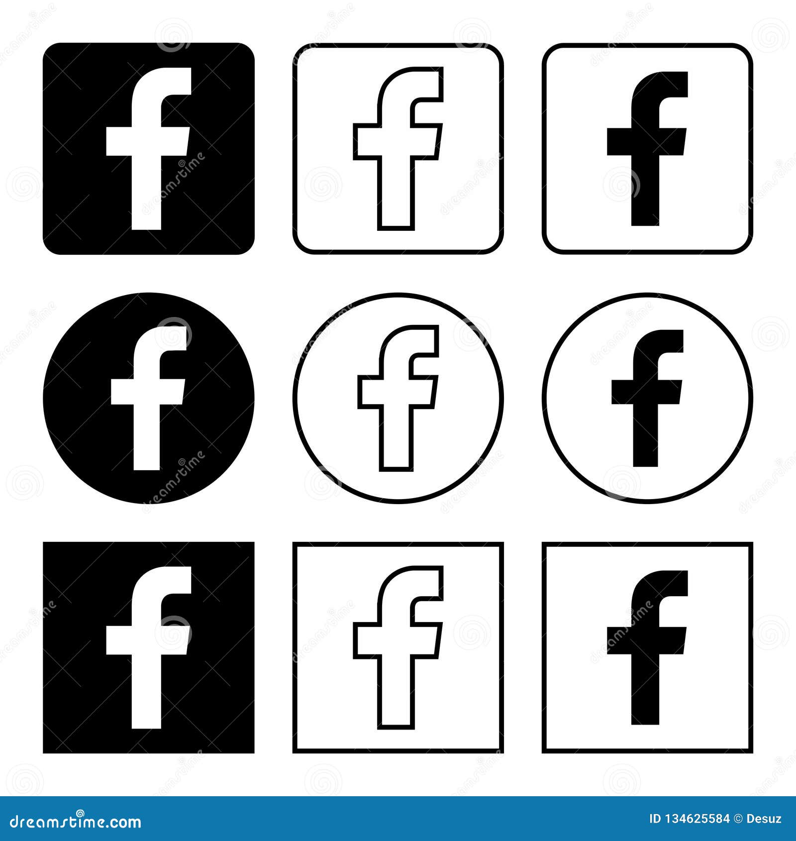 Facebook Icons Set Black Editorial Stock Image Illustration Of Finger