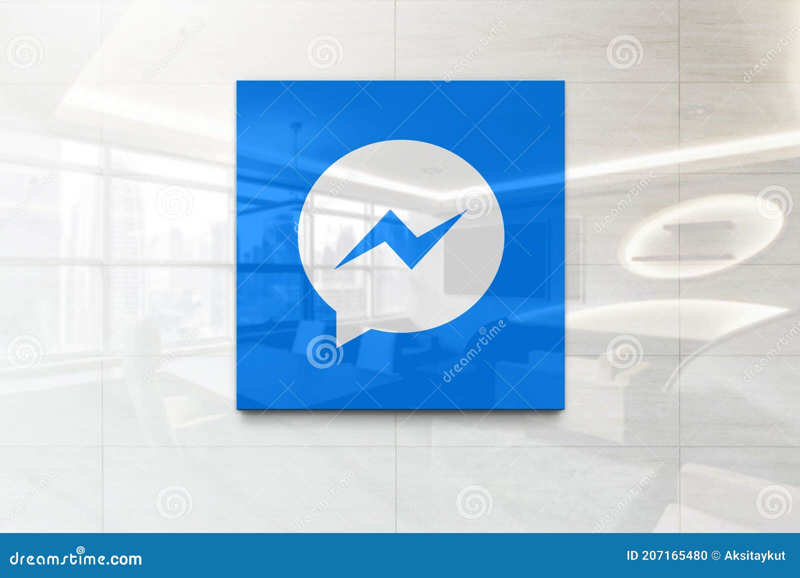 Facebook Messenger White on Iphone Realistic Texture Editorial Image