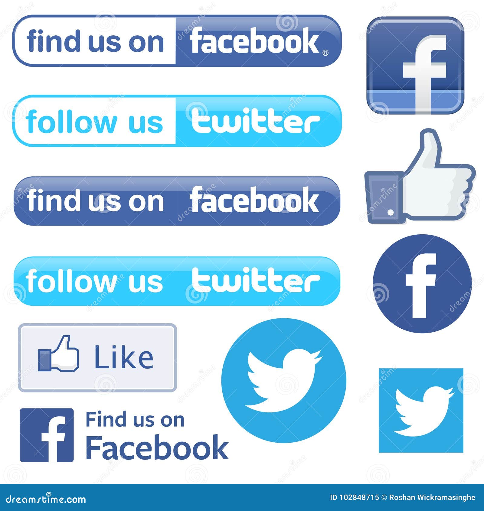Facebook and Twitter Follow Find Editorial Image - Illustration of great,  face: 102848715