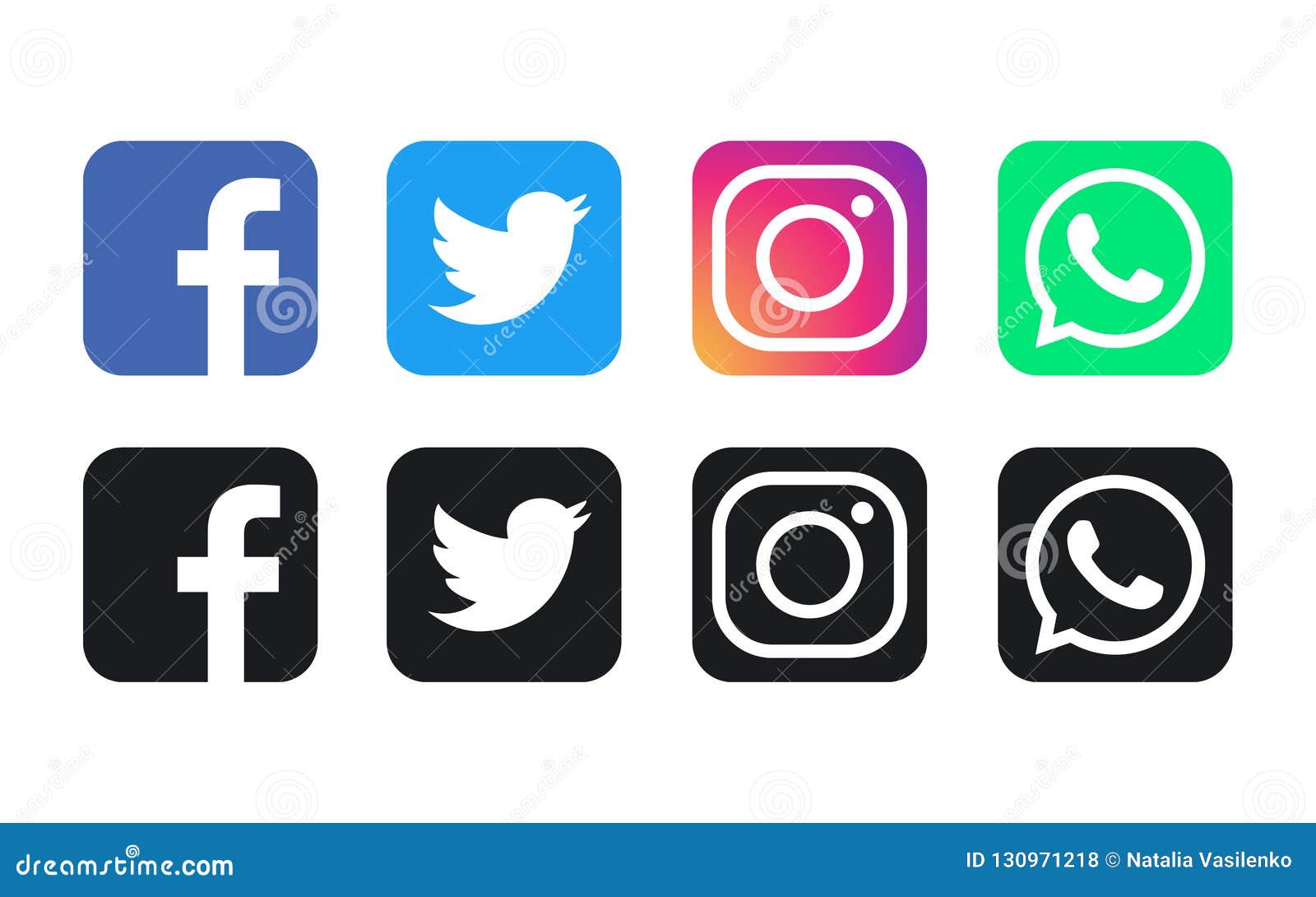 Facebook Whatsapp Twitter And Instagram Logos Editorial Stock Photo Illustration Of Symbol Follow