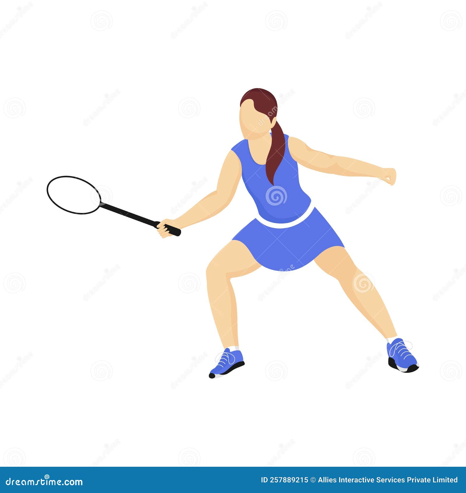 Faceless Athlete Woman Holding Racket on White Stock Illustration