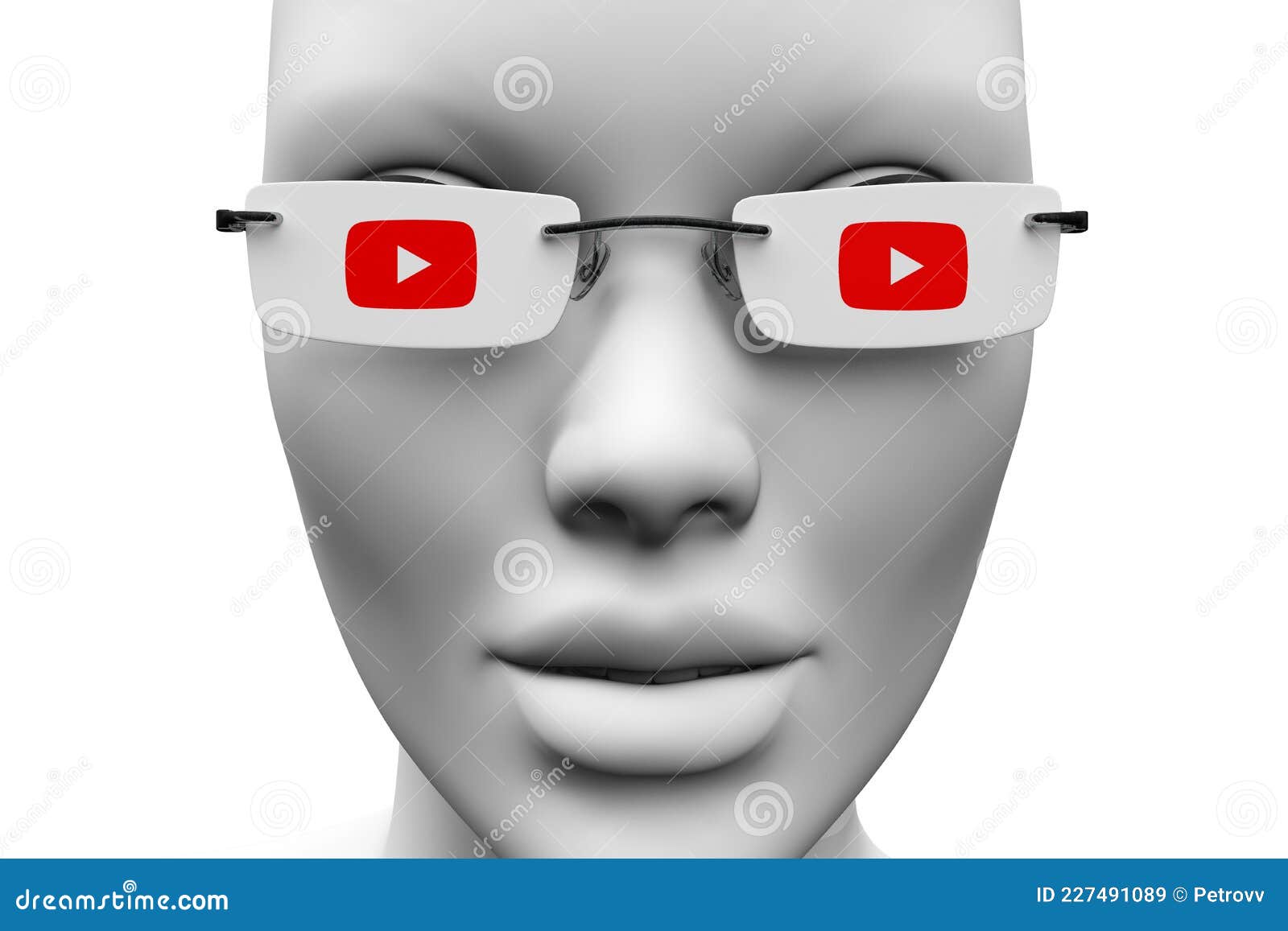 Faceless Head of Human with Glasses on Youtube Editorial Stock Image