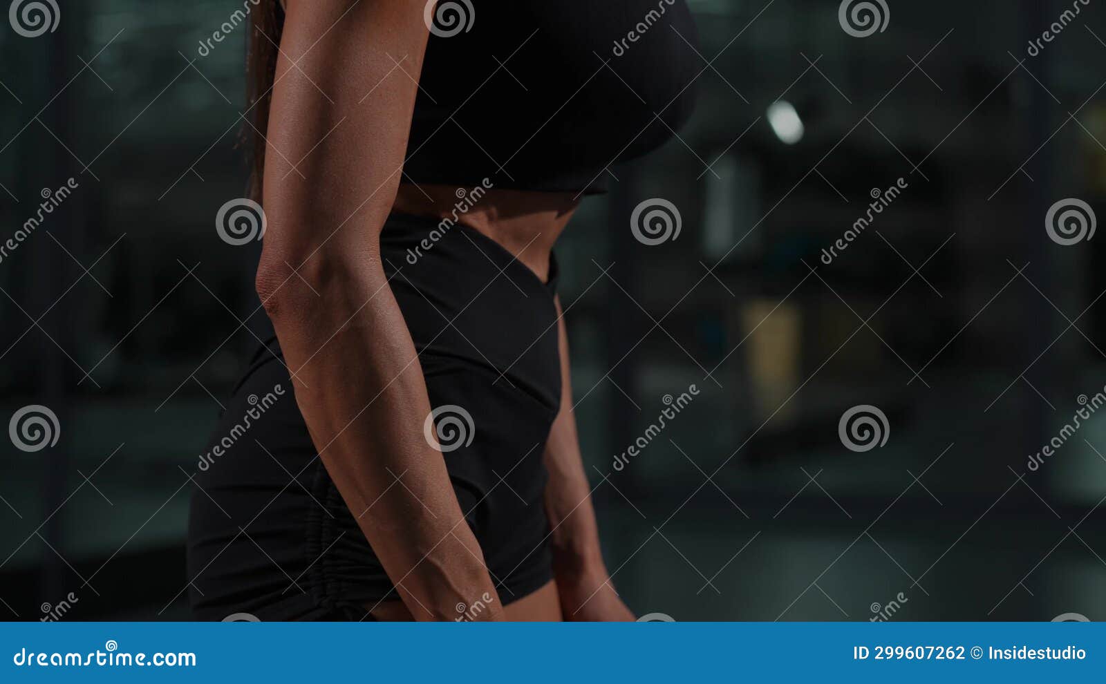 Faceless Woman Doing Vacuum Exercise in the Gym. Stock Footage Video