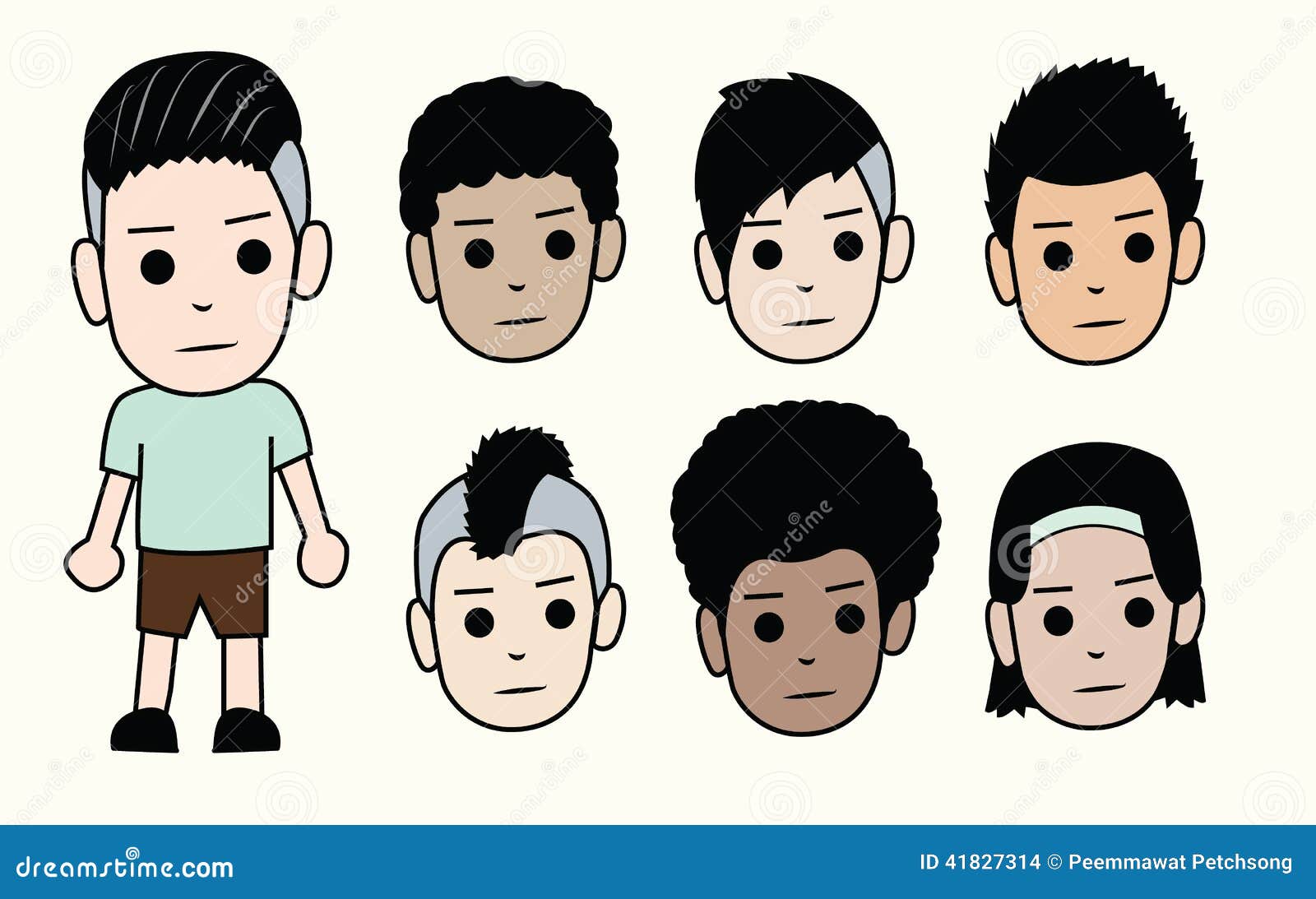 Faces of Boys. Different Types of Men Hairstyles and Skin Colors. Vector Stock Vector - Illustration of faces, brown: 41827314 Faces of Boys. Different Types of Men Hairstyles and Skin Colors. Vector Stock Vector - Illustration of faces, brown: 41827314