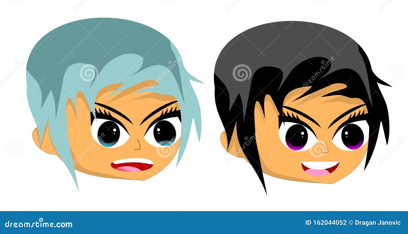 Two Girls with Modern Hair Style Stock Vector - Illustration of hairstyle,  healthy: 162044052