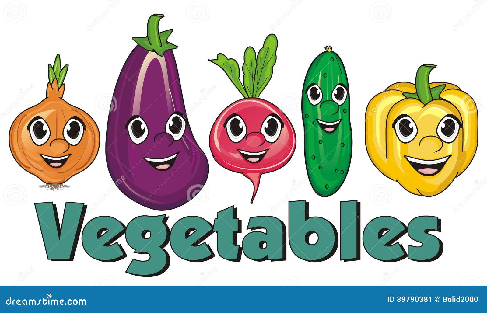 Faces of Vegetables with Word Stock Illustration Illustration of