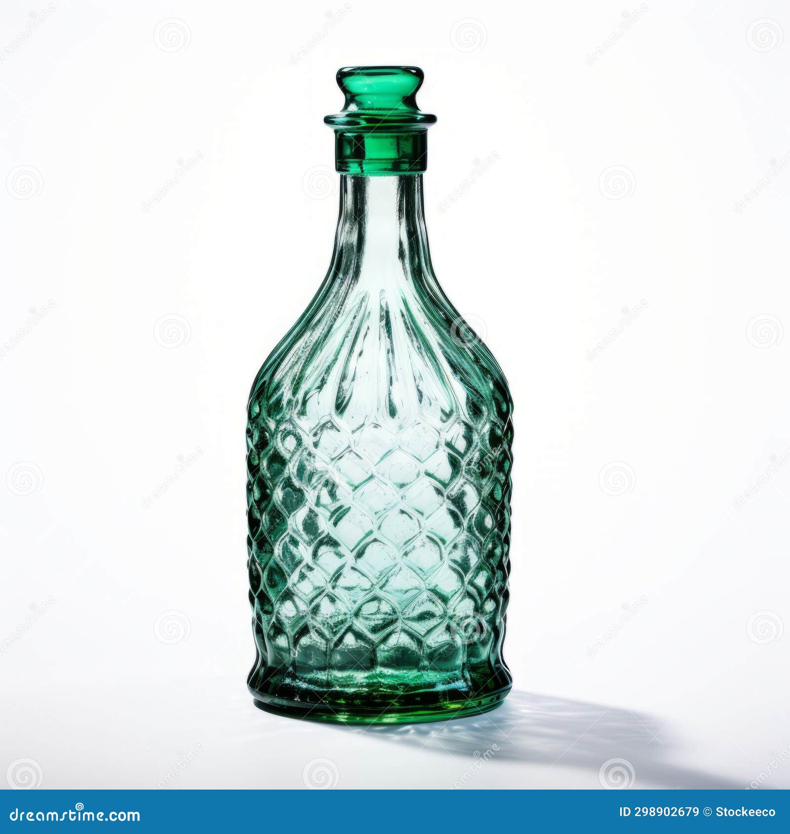 faceted green bottle with glass lid - barroco style