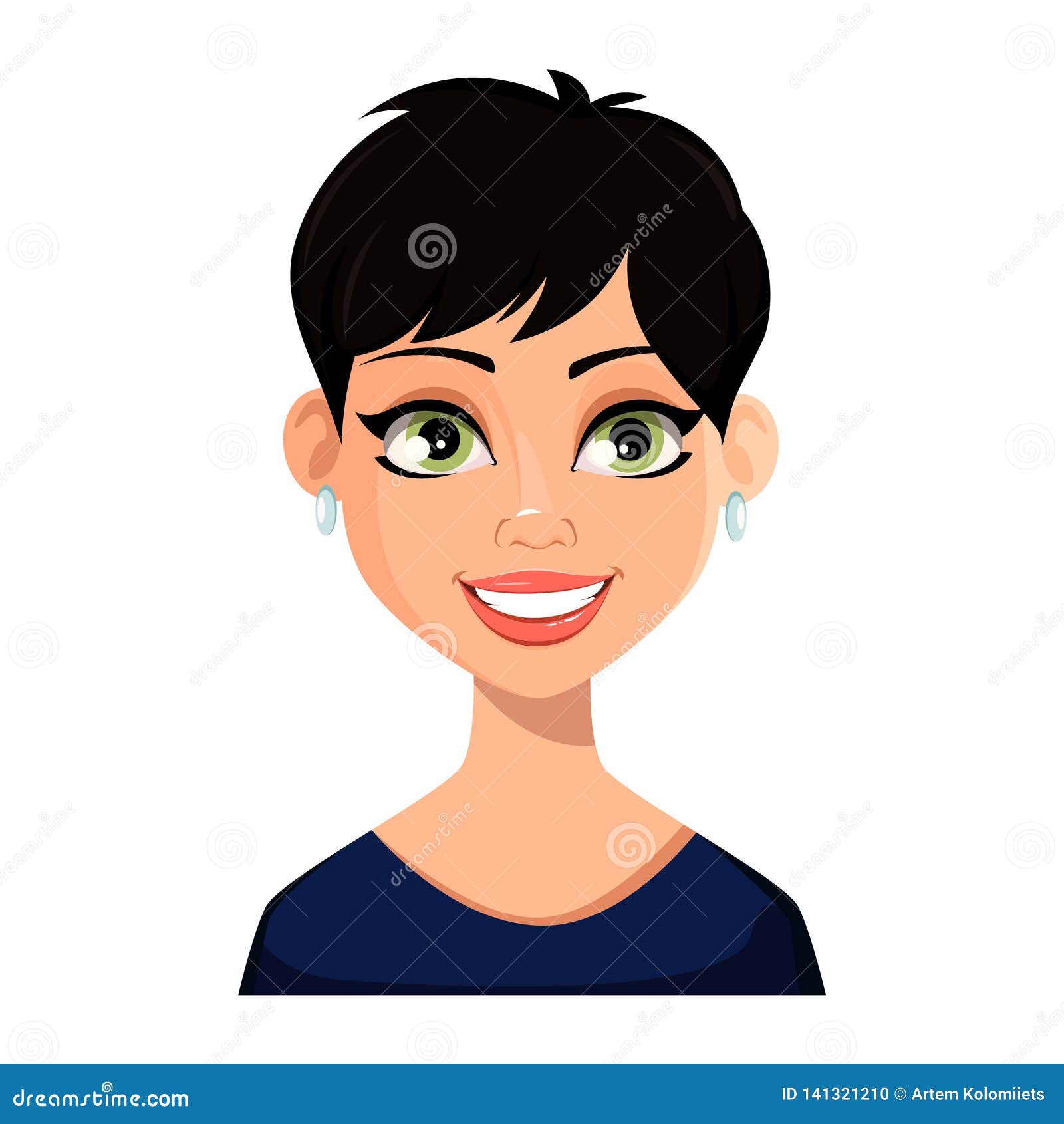 happy face girl cartoon