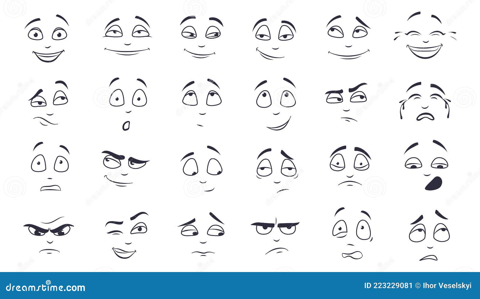 Facial Expression Flat Vector Illustration Set Stock Vector ...