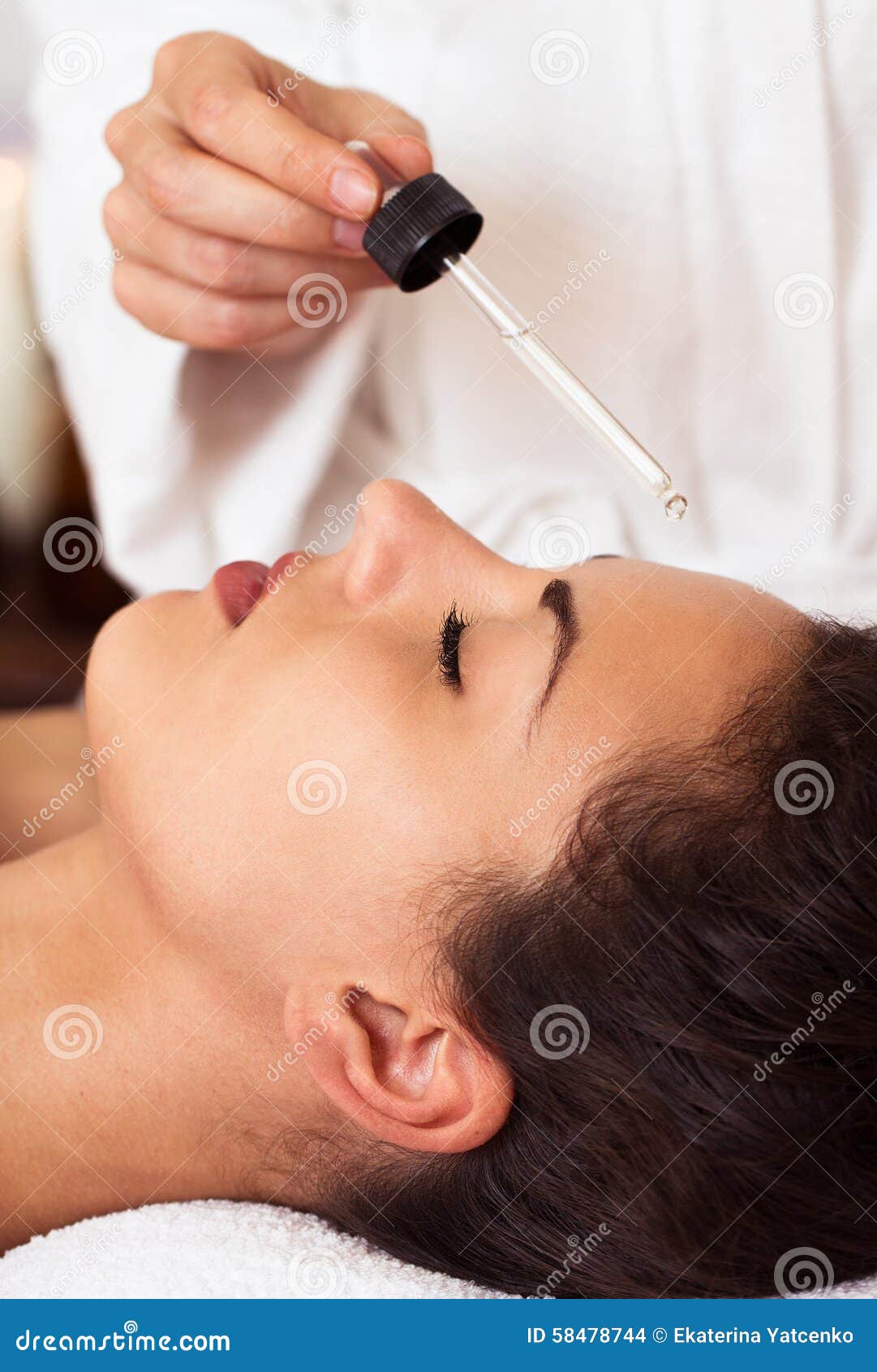 Facial Massage Pretty Woman Relaxing In The Beauty Treatment Stock