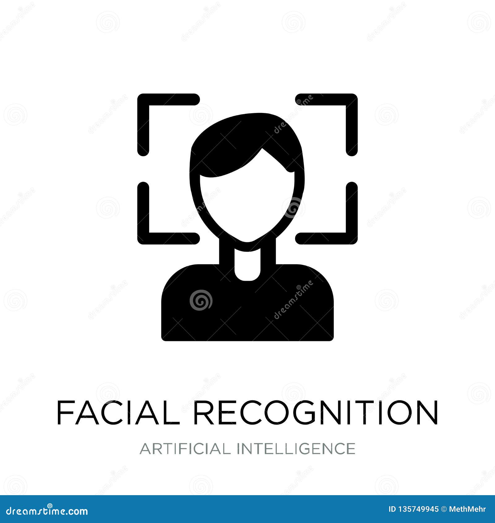 Facial Recognition Icon in Trendy Design Style. Facial Recognition Icon