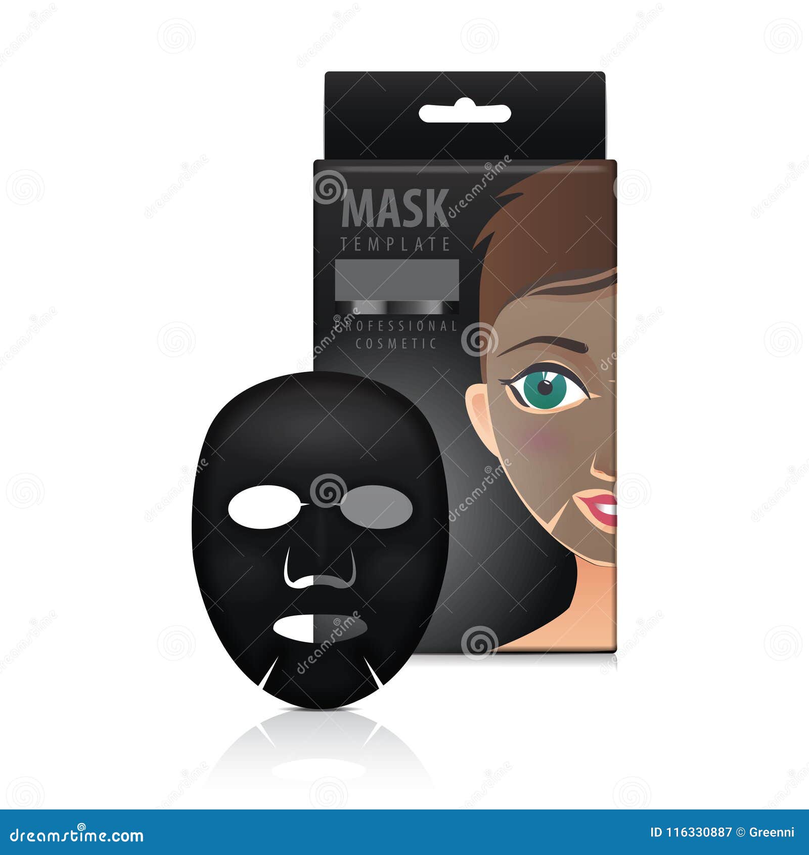 Download Facial Sheet Mask With Paper Box. Vector Mock Up Template ...