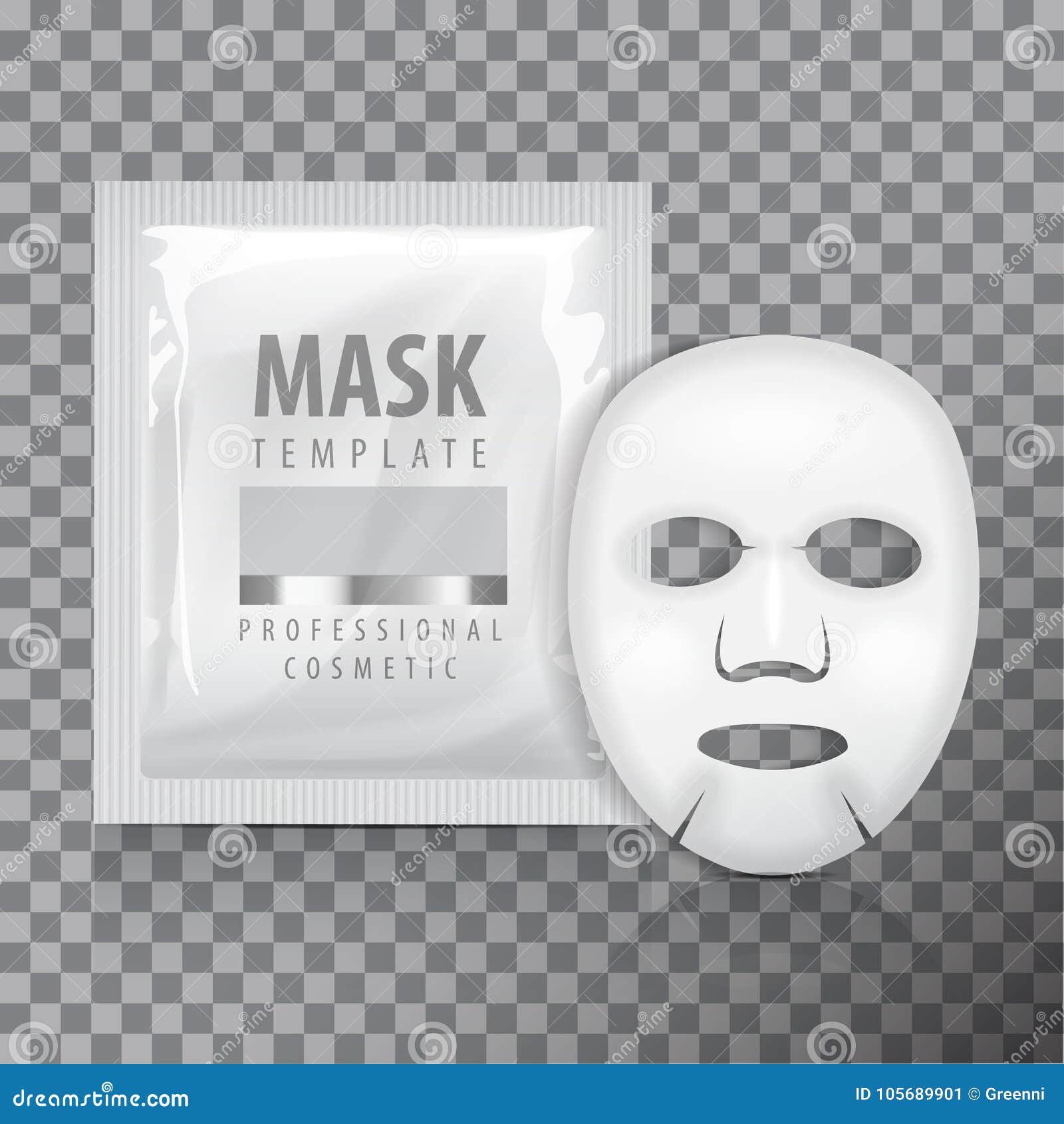 Download Facial Sheet Mask With Sachet. Blank Vector Mock Up ...
