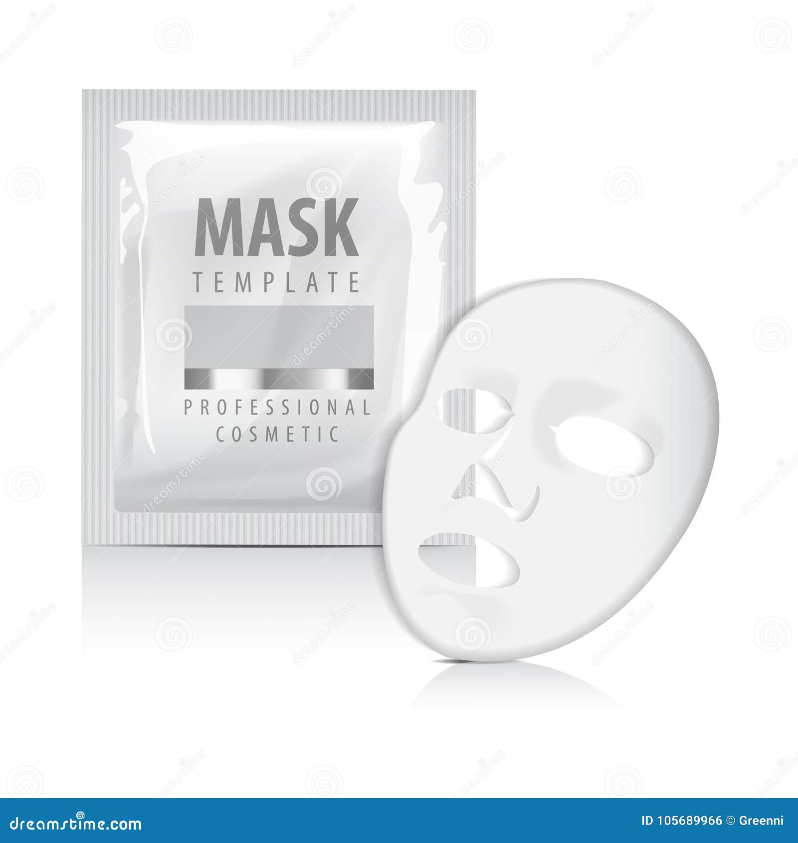 Download Facial Sheet Mask With Sachet. Blank Vector Mock Up Template. Beauty Product Packaging Stock ...