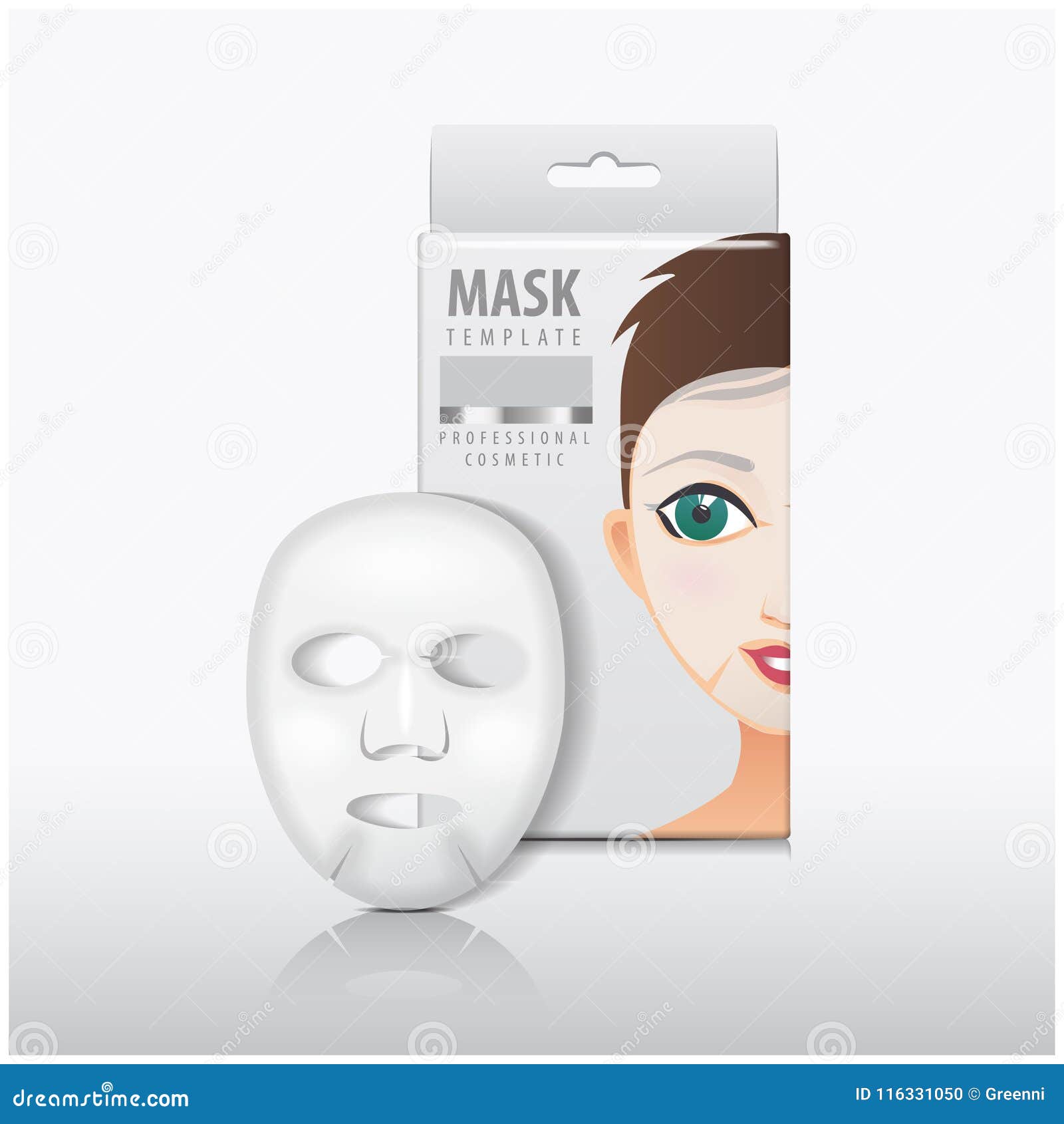 Download Facial Sheet Mask With White Paper Box. Vector Mock Up ...