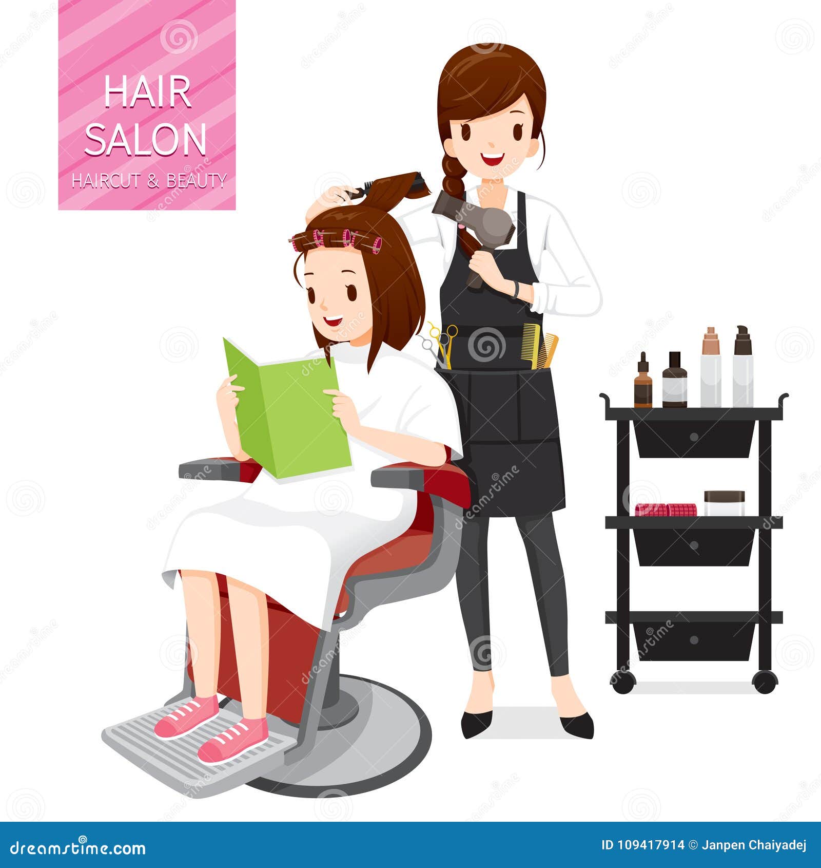 Relaxing Woman in Hair Salon Stock Vector - Illustration of character,  head: 109417914