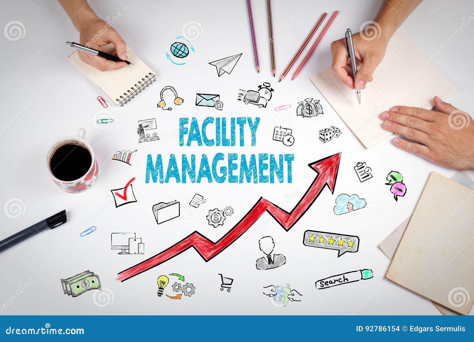Facility Management Concept. the Meeting at the White Office Table
