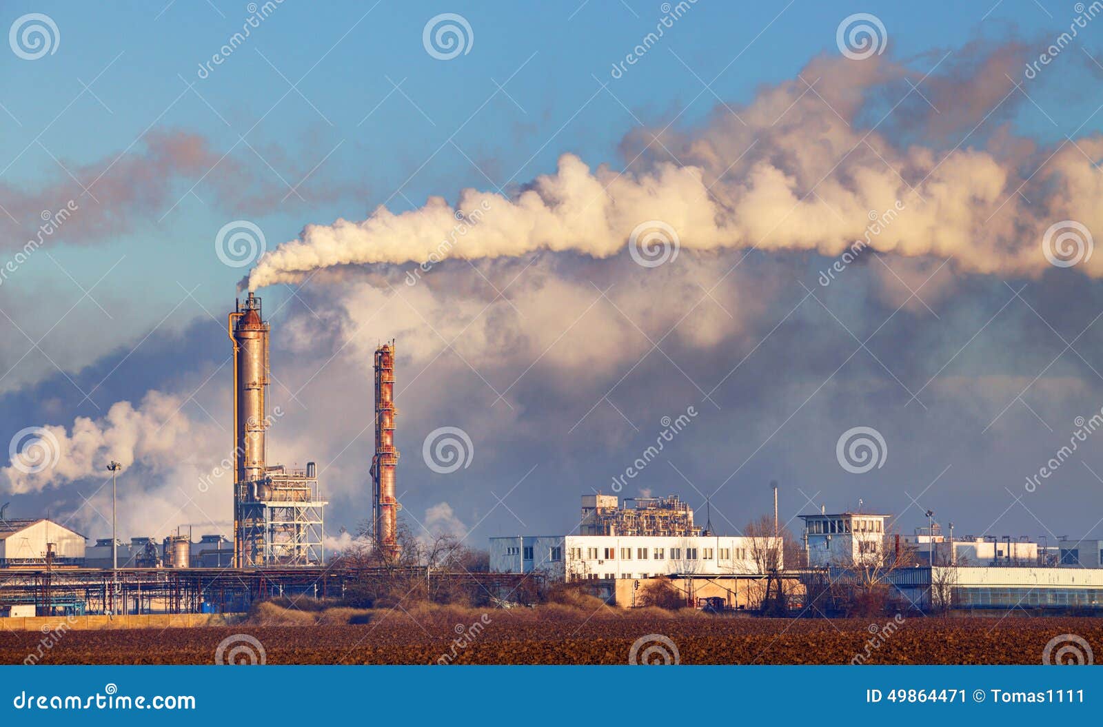 Factory with air pollution stock image. Image of chemical 49864471