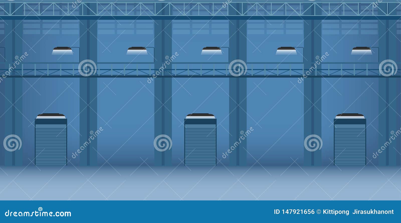 Factory Interior With Shutter Door Stock Vector