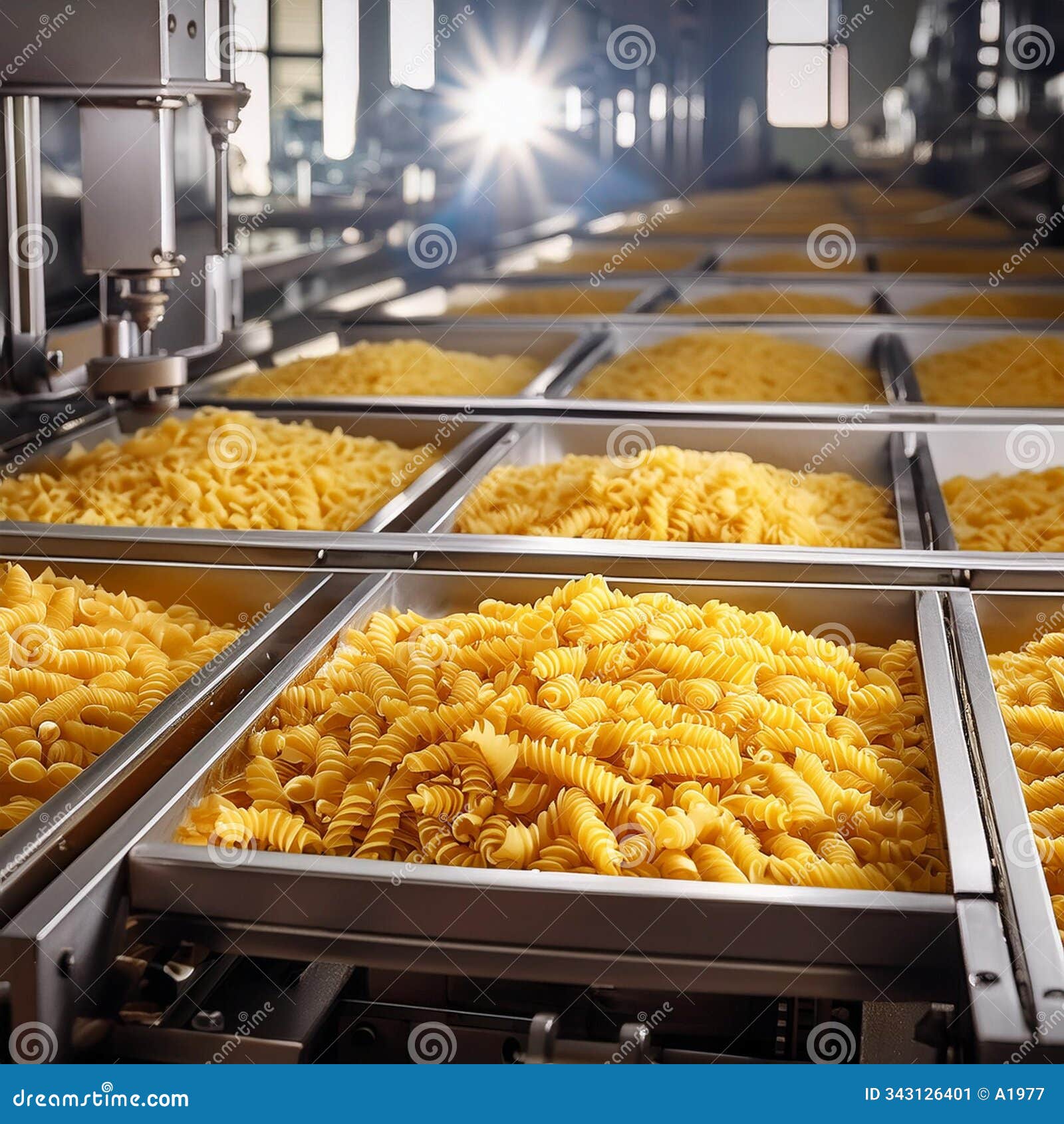 factory producing macaroni, ai generated