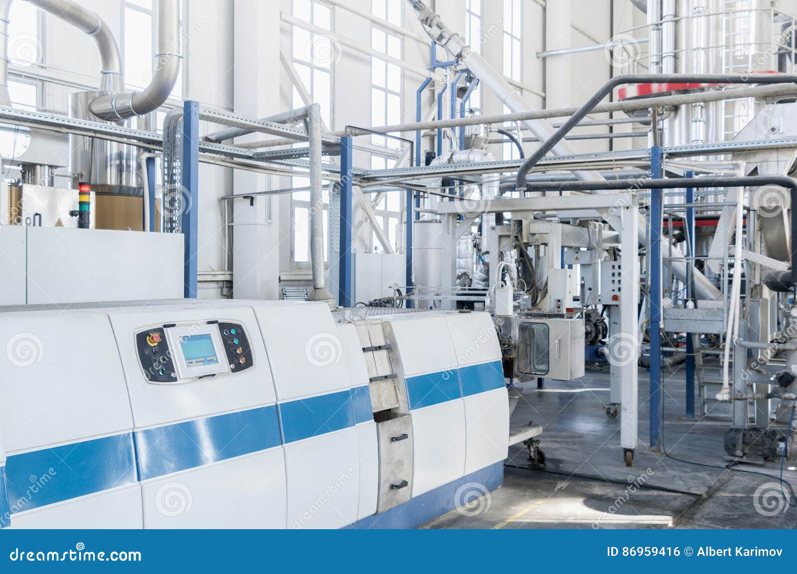 Factory for the Production of Pet Plastic Granules. Plant of PET Stock