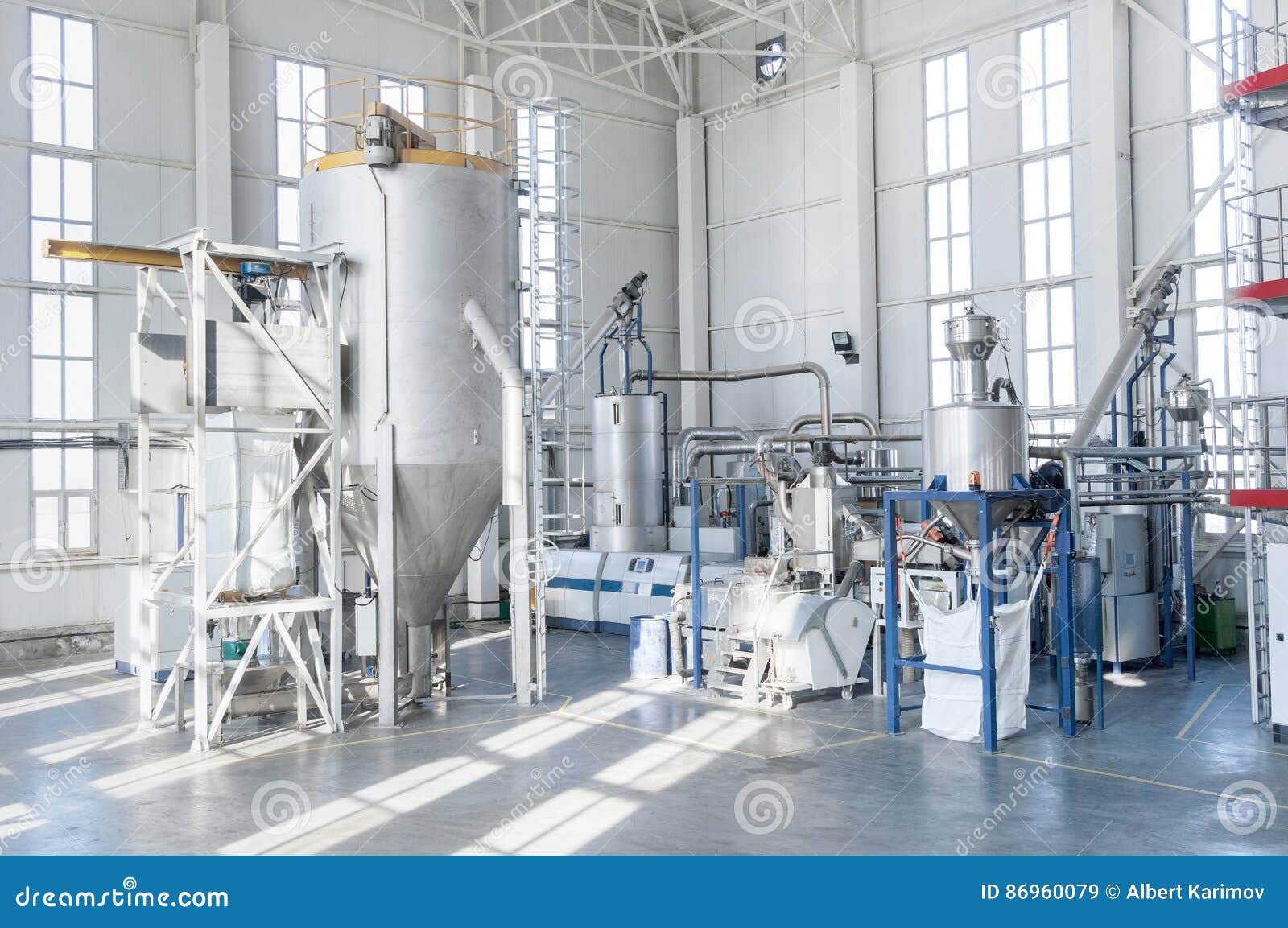 Factory for the Production of Pet Plastic Granules. Plant of PET Stock Image Image of control