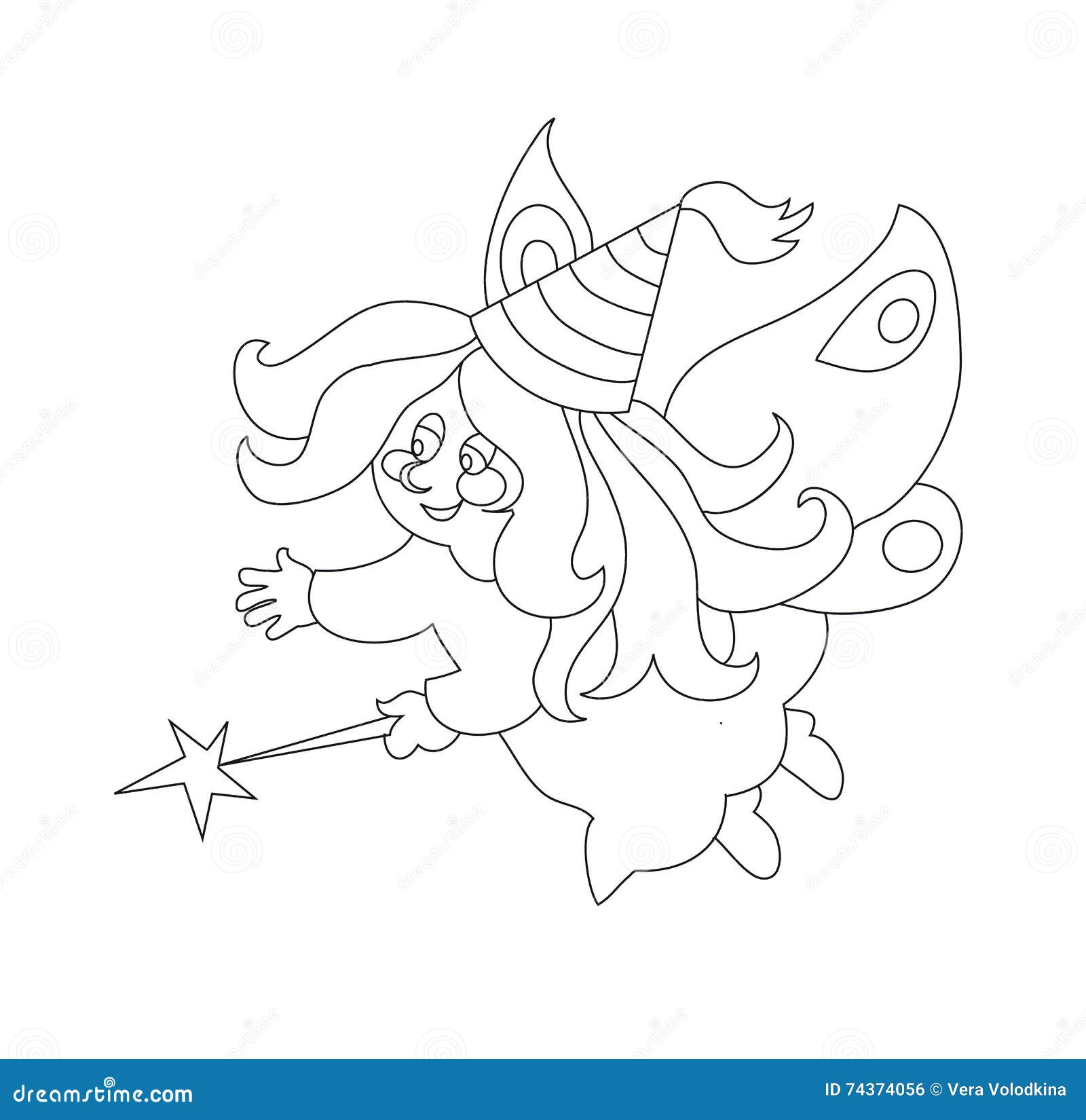 Garota Com a Página De Colorir Varinha Mágica. Ilustração De Desenho Animado  Preto E Branco Ilustração do Vetor - Ilustração de fada, pouco: 245286963